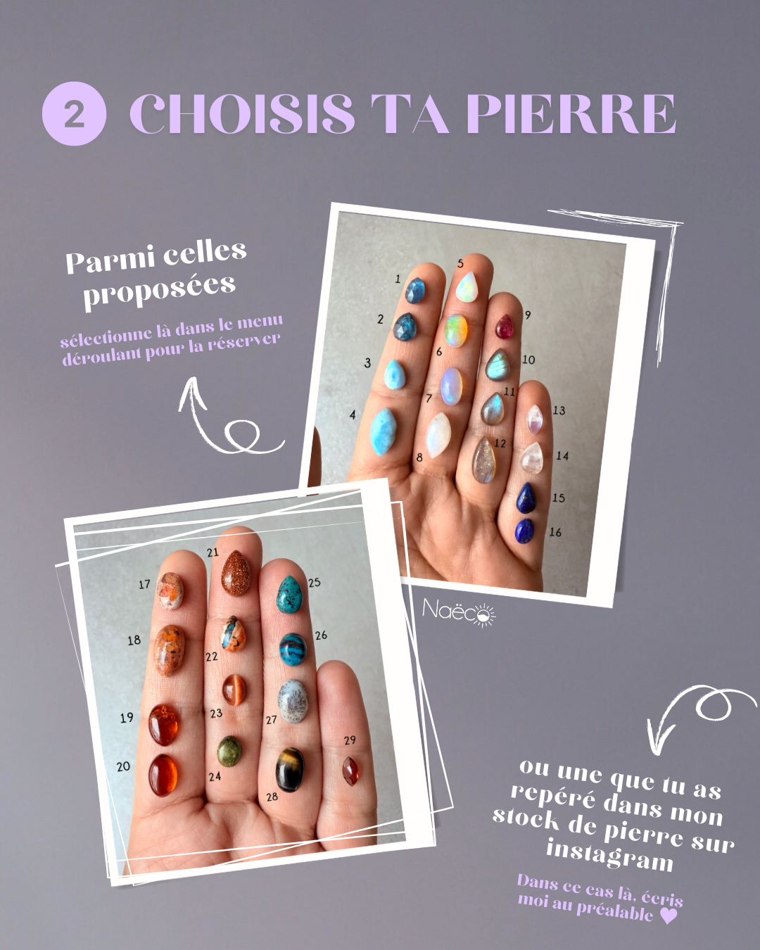 Papillon sur-mesure - pierre à personnaliser