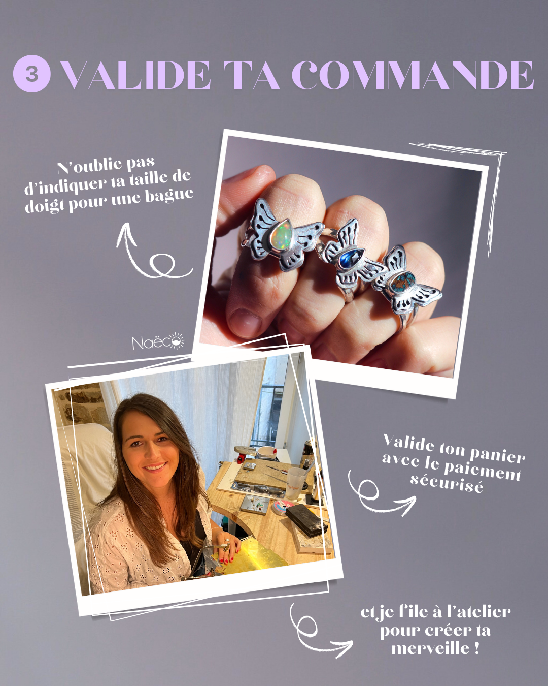 Papillon sur-mesure - pierre à personnaliser