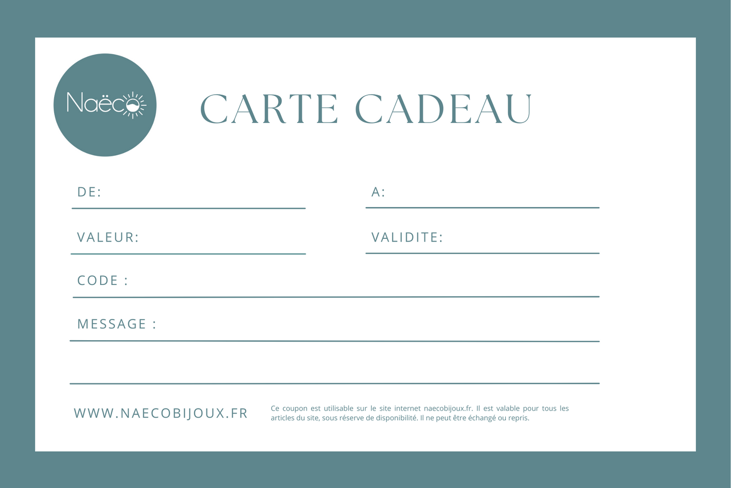 Carte Cadeau Naëco