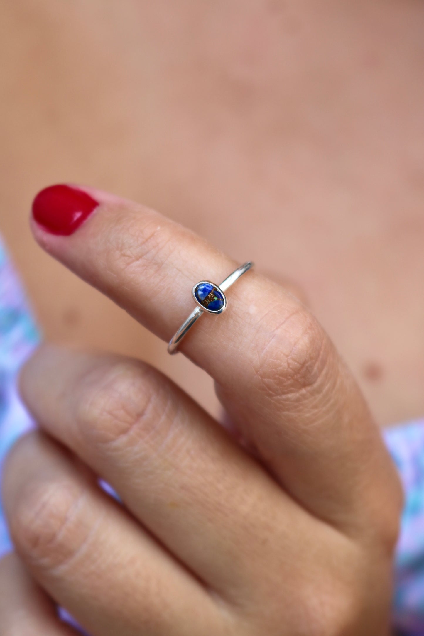 Bague Anne NAECO bijoux lapis lazuli pierre naturelle bleu argent recyclé lithothérapie