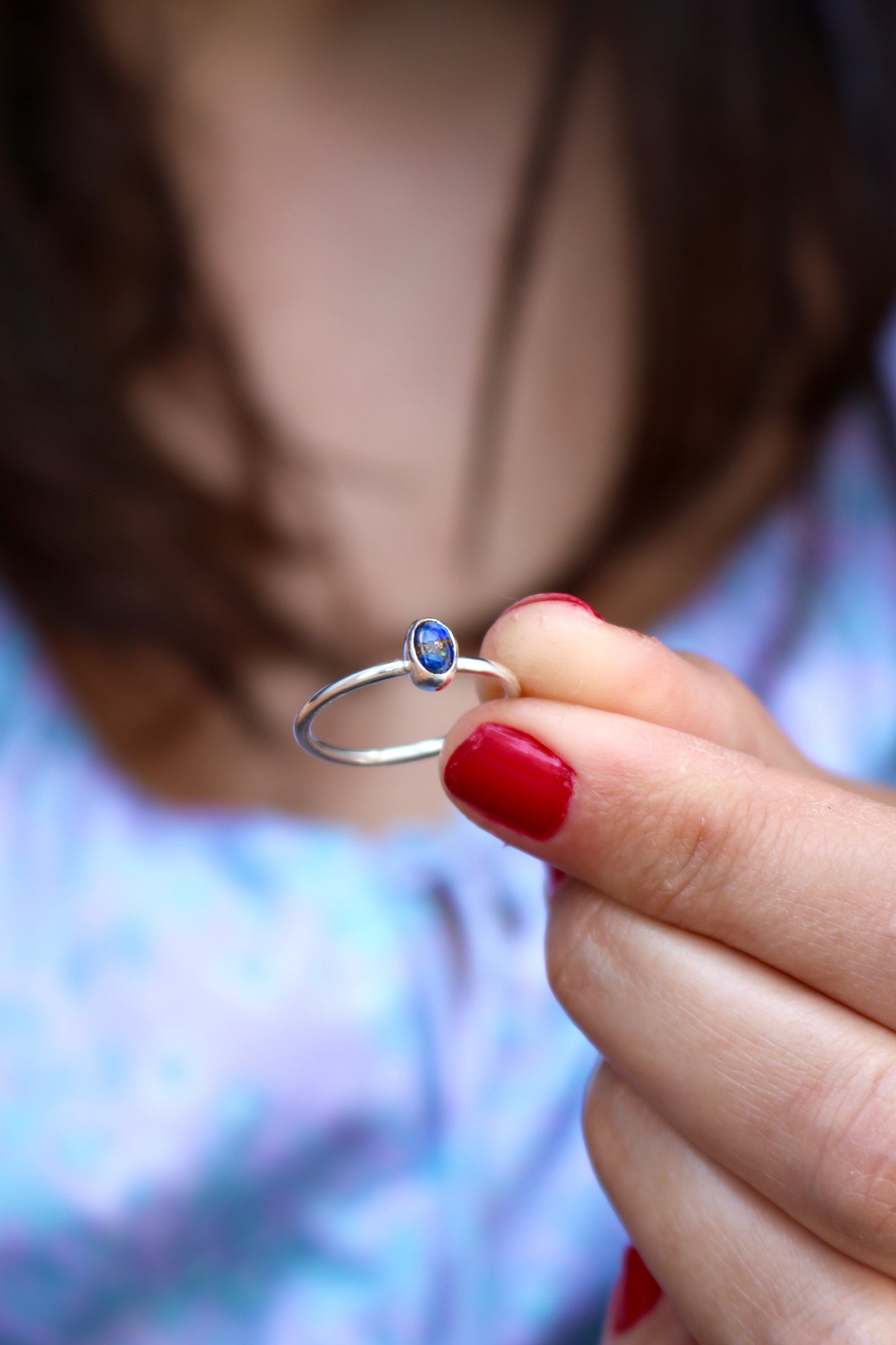 Bague Anne NAECO bijoux lapis lazuli pierre naturelle bleu argent recyclé lithothérapie