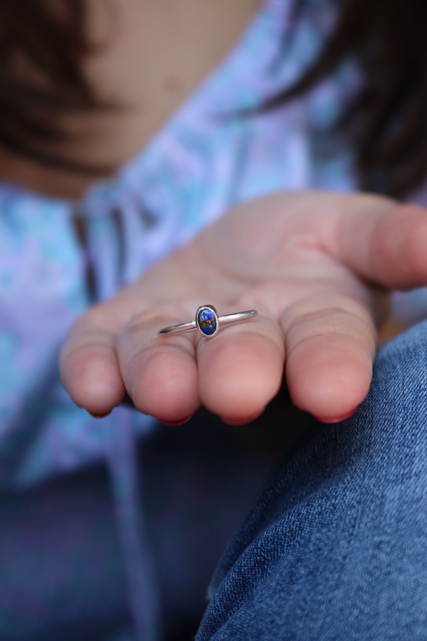 Bague Anne NAECO bijoux lapis lazuli pierre naturelle bleu argent recyclé lithothérapie