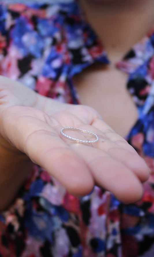 Bague anneau simple boule perle plat argent recyclé 925 naeco bijoux 