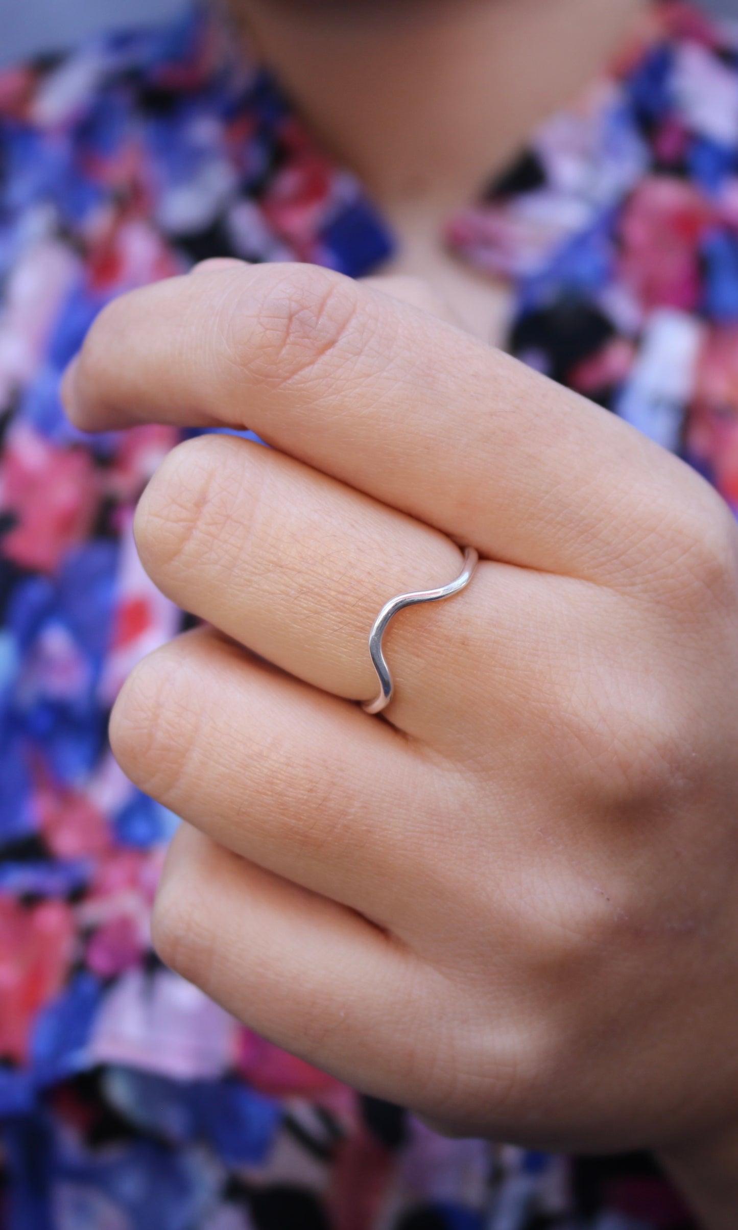 Bague anneau simple demi vague ocean argent recyclé 925 naeco bijoux