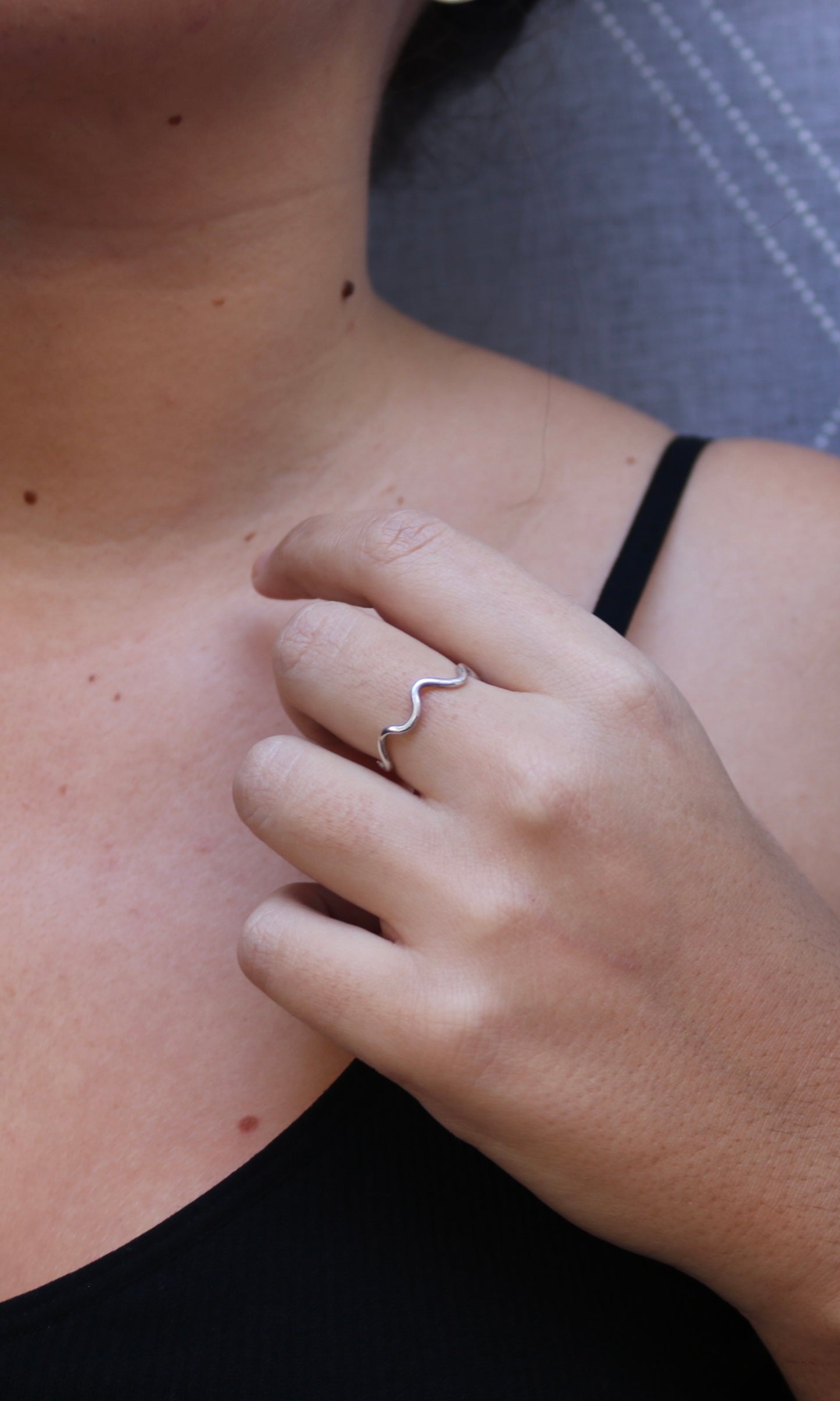 Bague anneau simple vague ocean argent recyclé 925 naeco bijoux
