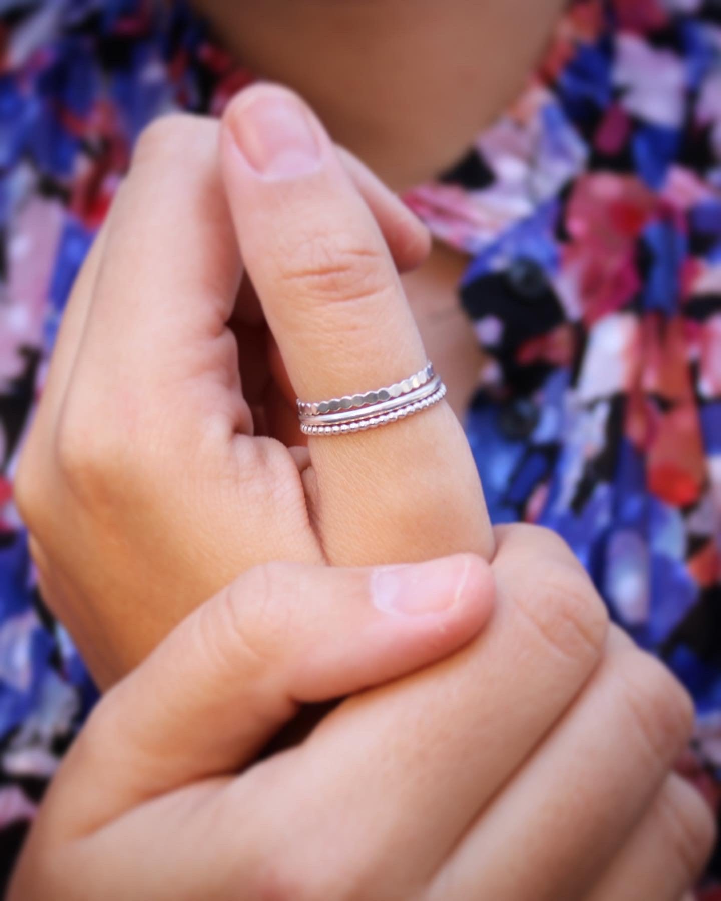 Bague anneau simple vague ocean torsadé boule bille perle argent recyclé 925 naeco bijoux 5