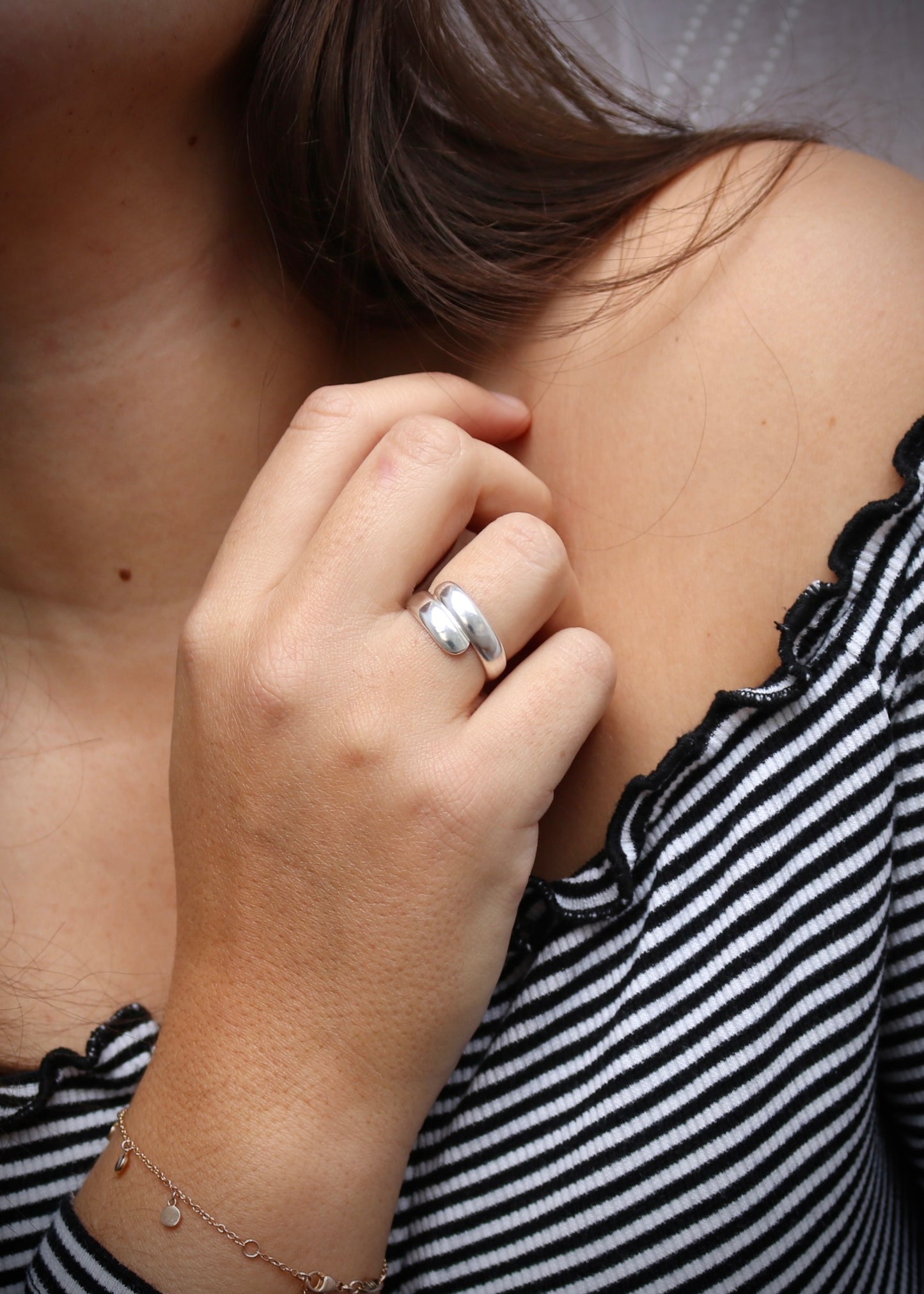 Bague l'audacieuse argent recyclé 925 naeco bijoux boheme croisé