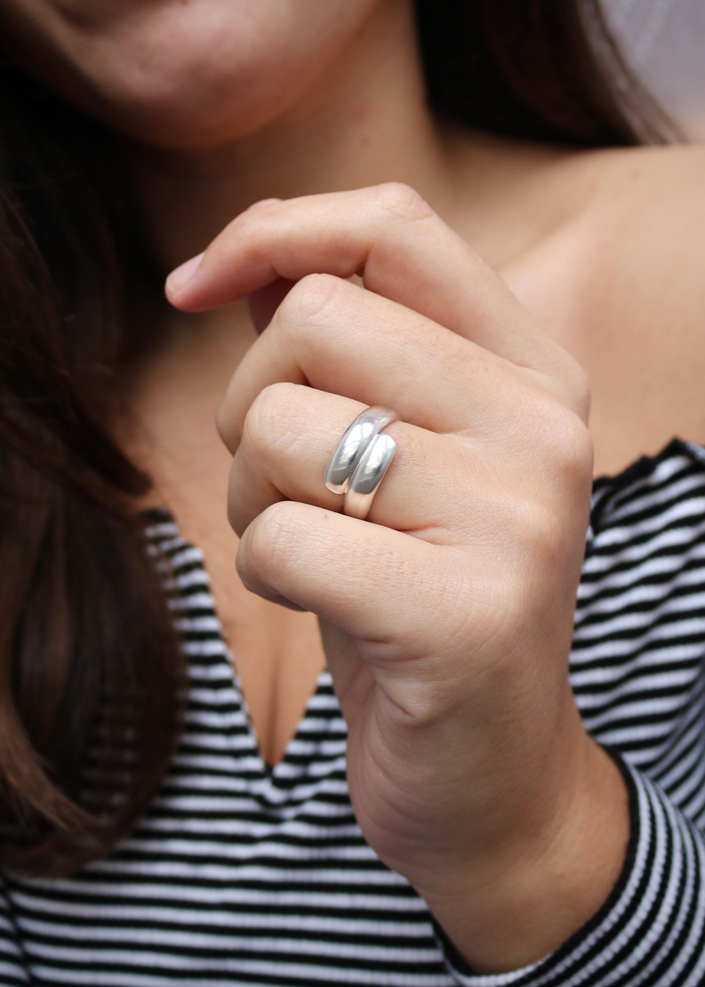 Bague l'audacieuse argent recyclé 925 naeco bijoux boheme croisé