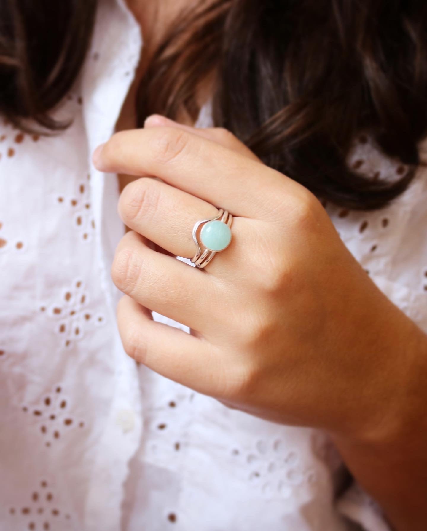 Bague la Tendre - Taille 58/59 - Amazonite & Argent 925