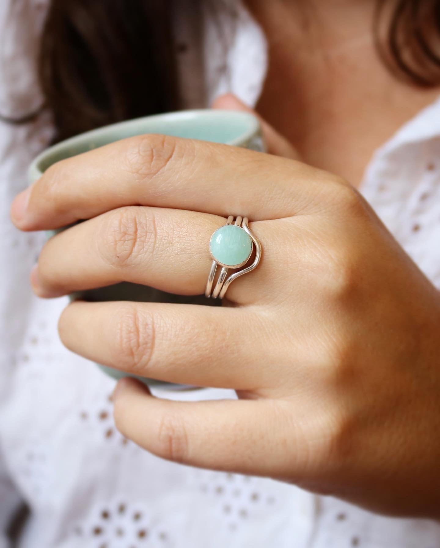 Bague la Tendre - Taille 58/59 - Amazonite & Argent 925