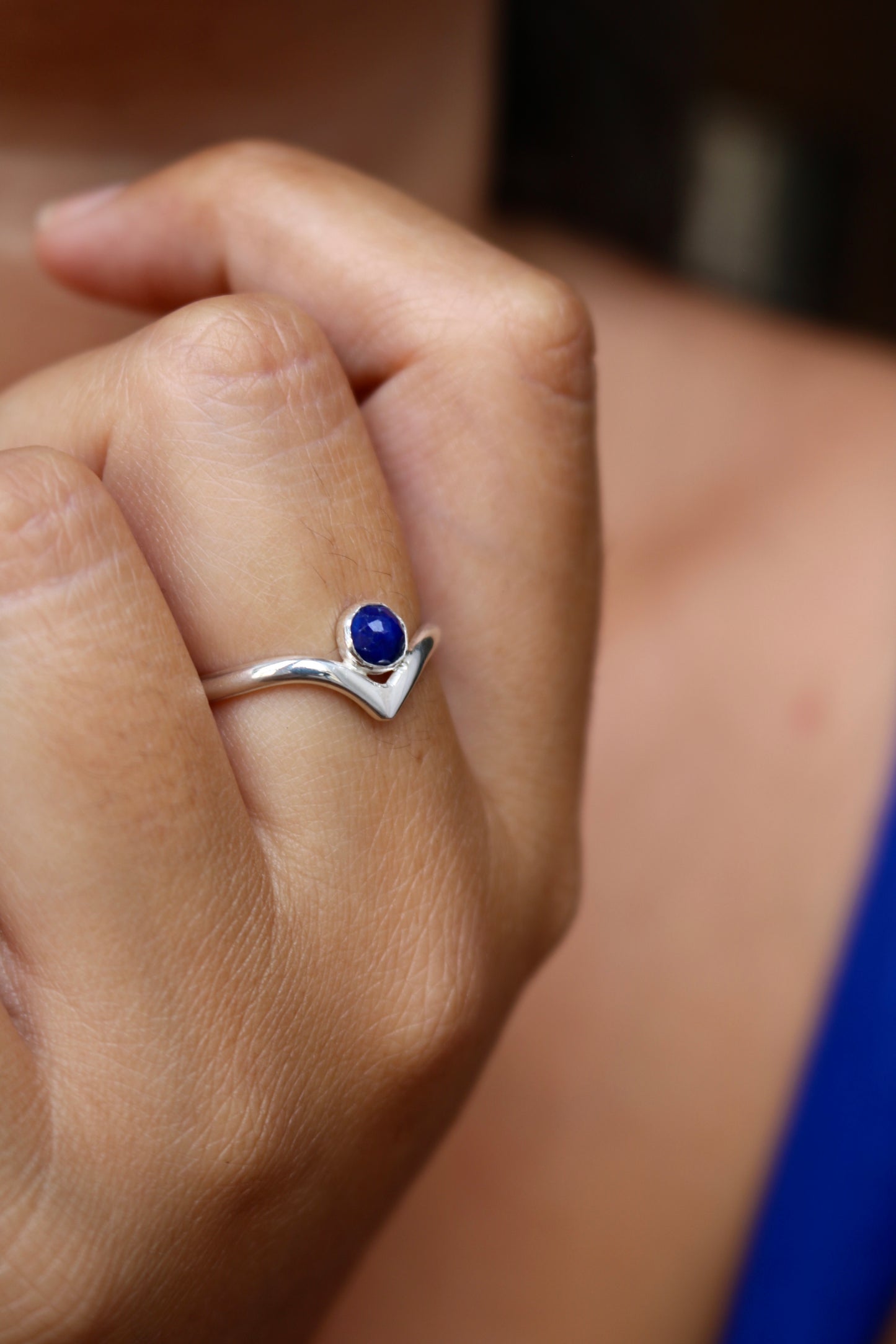 Bague the queen naecobijoux lapis lazuli pierre naturelle lithothérapie argent recyclé