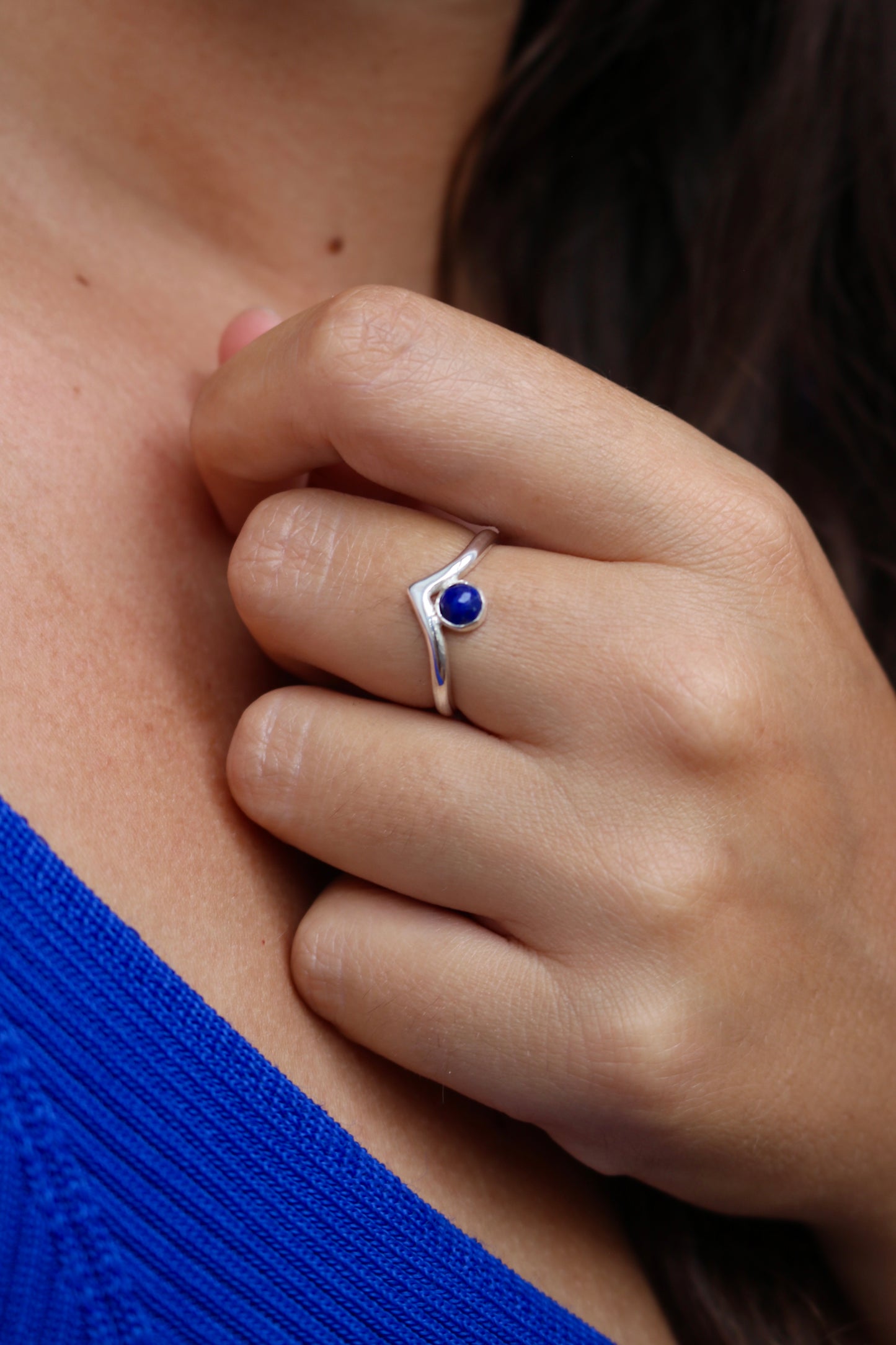 Bague the queen naecobijoux lapis lazuli pierre naturelle lithothérapie argent recyclé