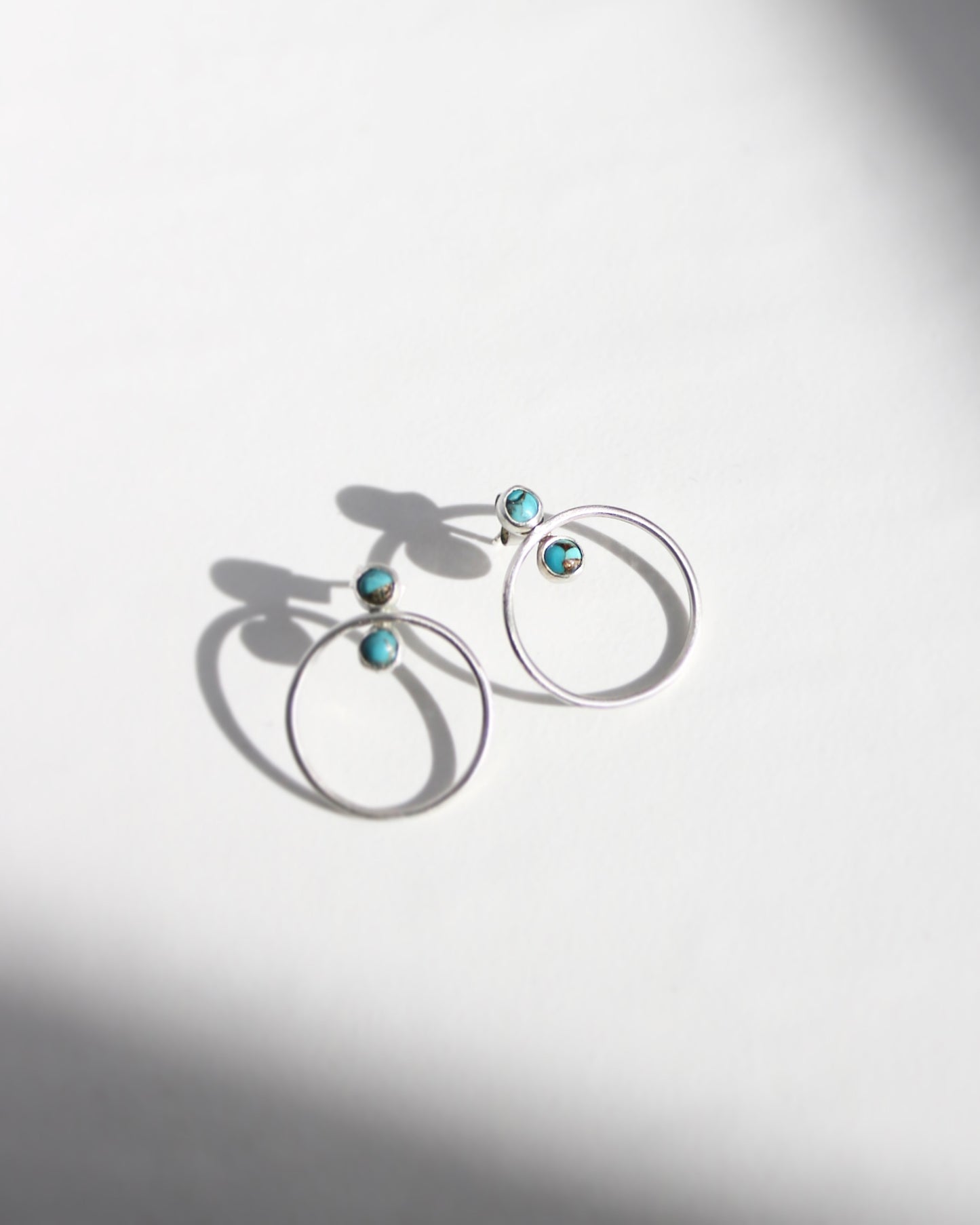 Boucles d'oreilles porte bonheur turquoise pierre naturelle lithothérapie naeco bijoux argent recyclé