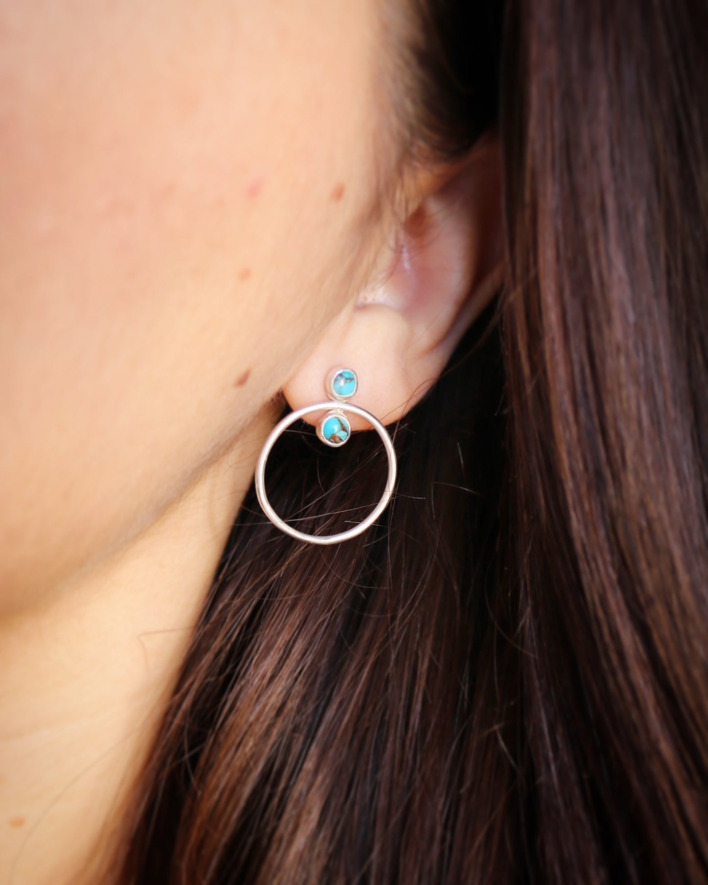 Boucles d'oreilles porte bonheur turquoise pierre naturelle lithothérapie naeco bijoux argent recyclé