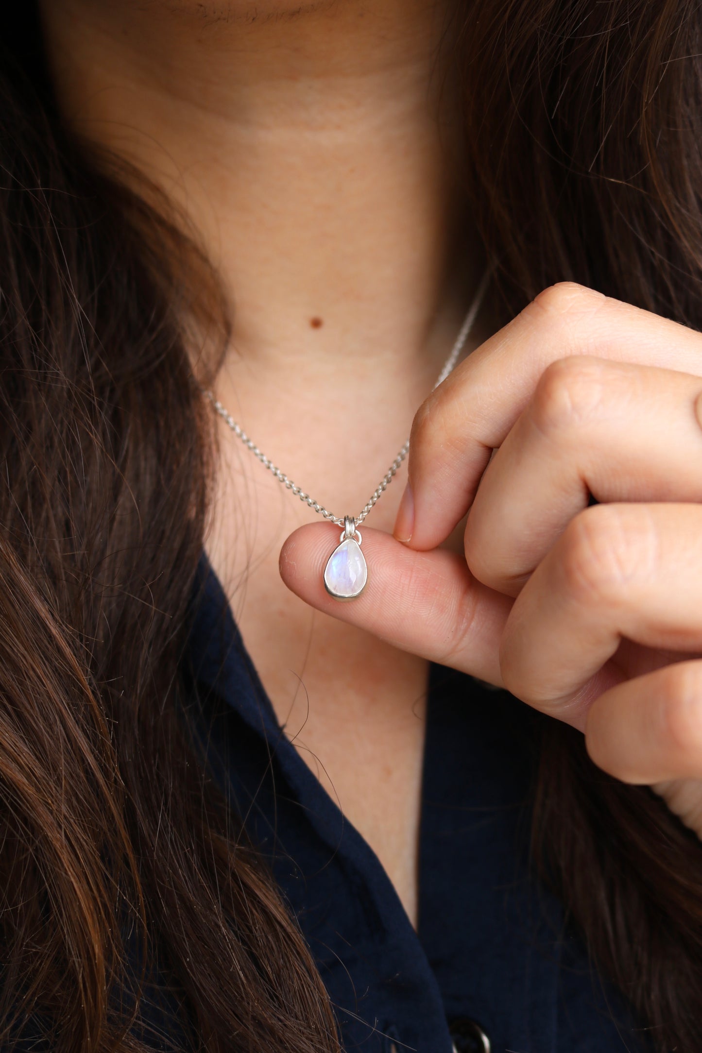 Collier Mireille Naëco bijoux pierre de lune naturelle blanche argent 925 recyclé