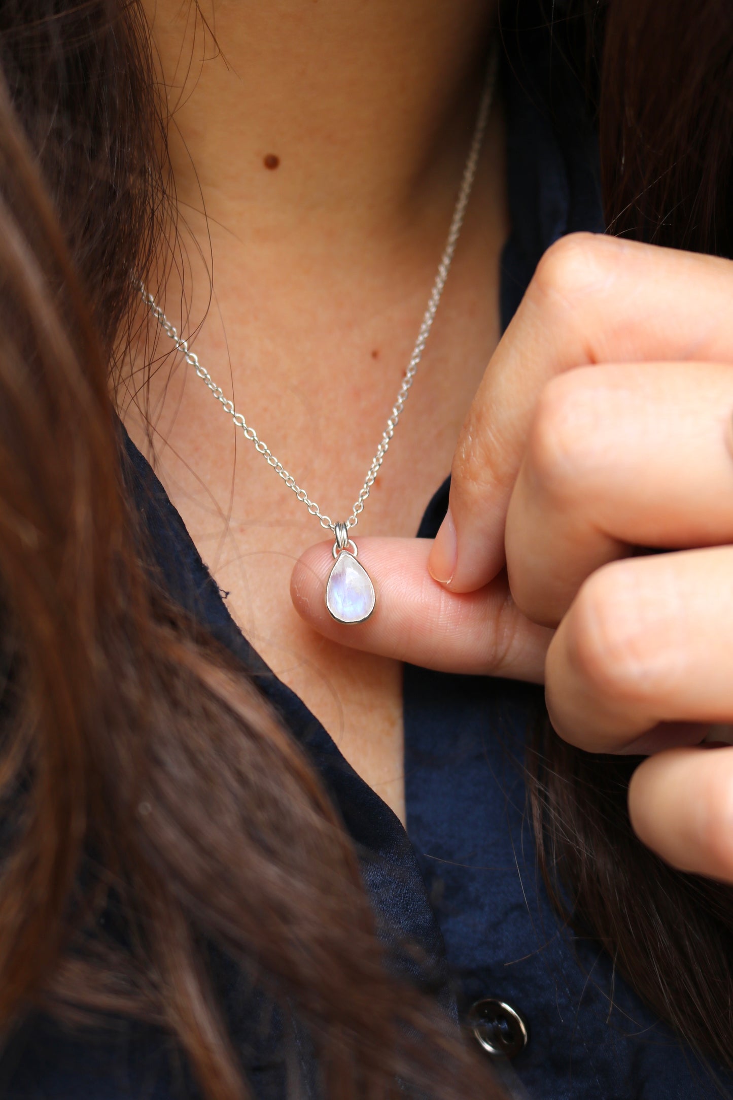 Collier Mireille Naëco bijoux pierre de lune naturelle blanche argent 925 recyclé