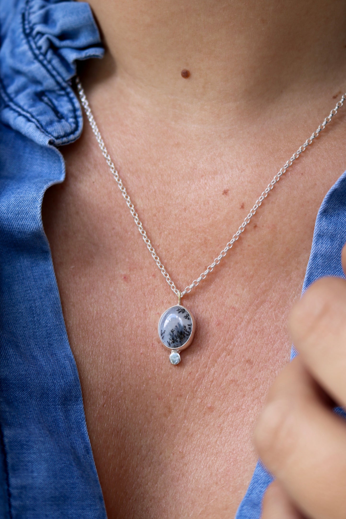 Collier Récif noir - Obsidienne neige & Argent