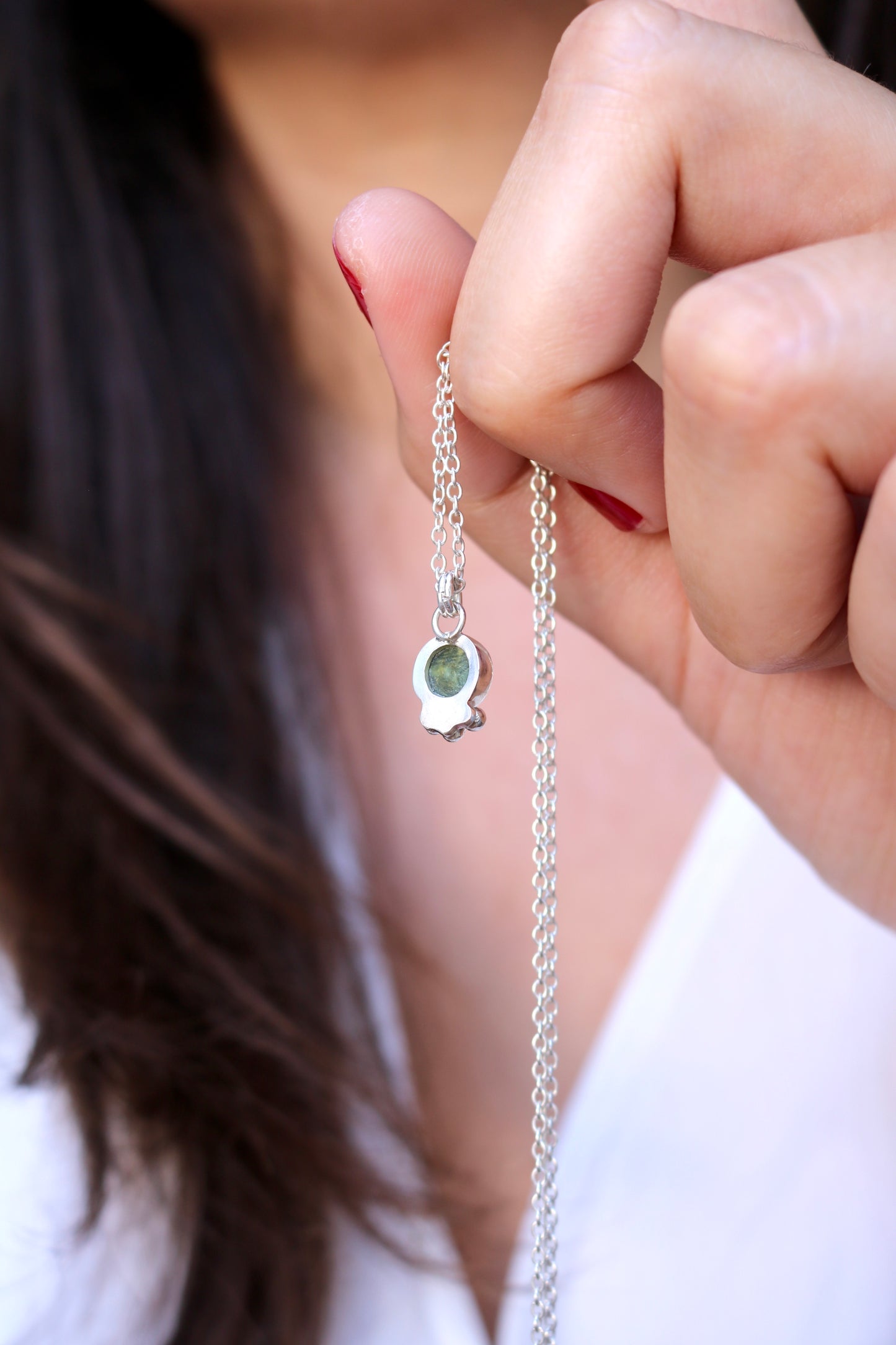 Collier georgette seraphinite NAECO BIJOUX pierre naturelle seraphinite argent 925 recyclé 1