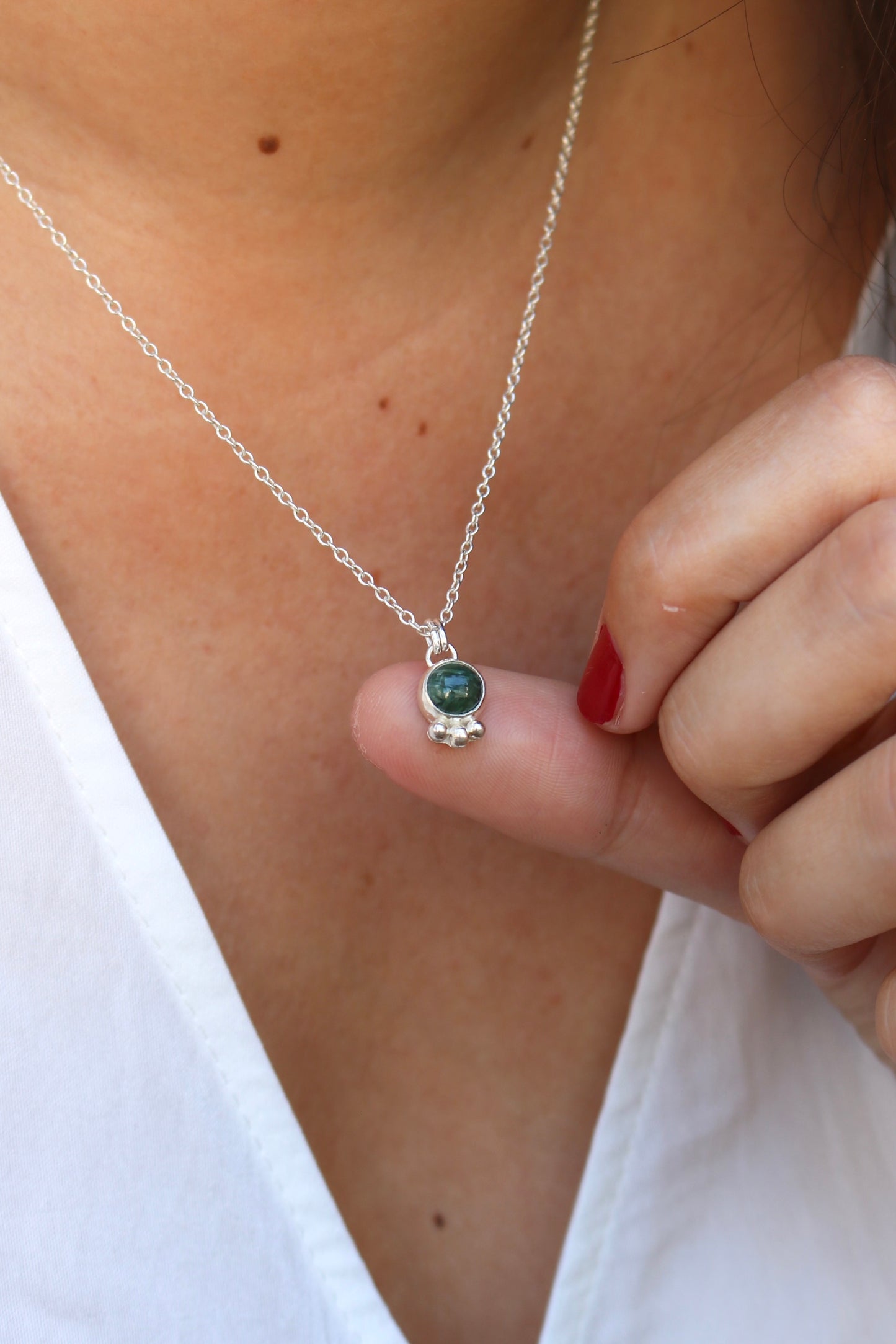 Collier georgette seraphinite NAECO BIJOUX pierre naturelle seraphinite argent 925 recyclé 1