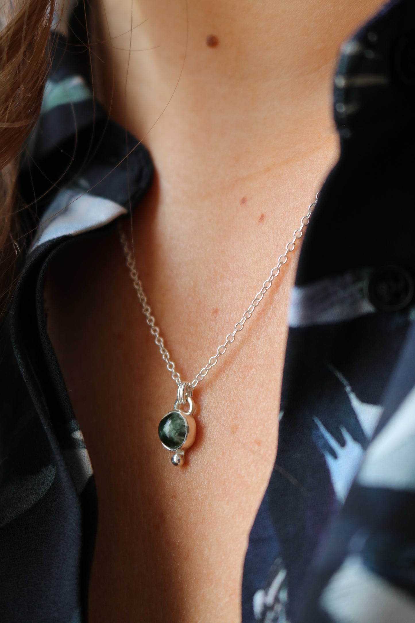 Collier Talisman - Séraphinite vert - Argent 925