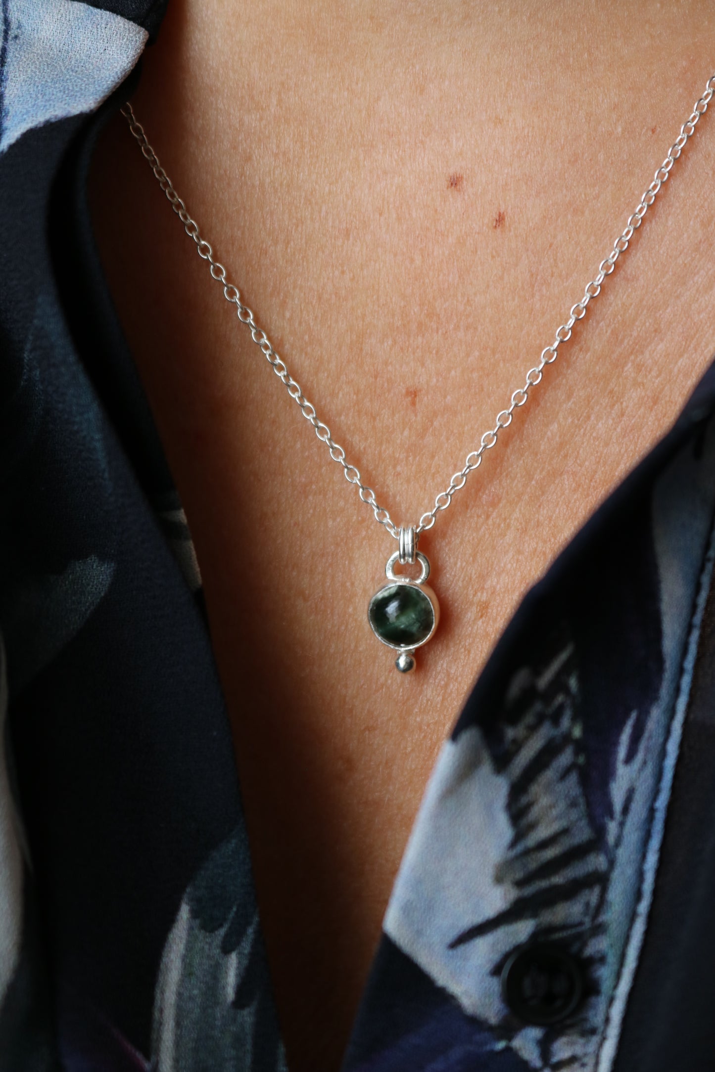 Collier Talisman - Séraphinite vert - Argent 925