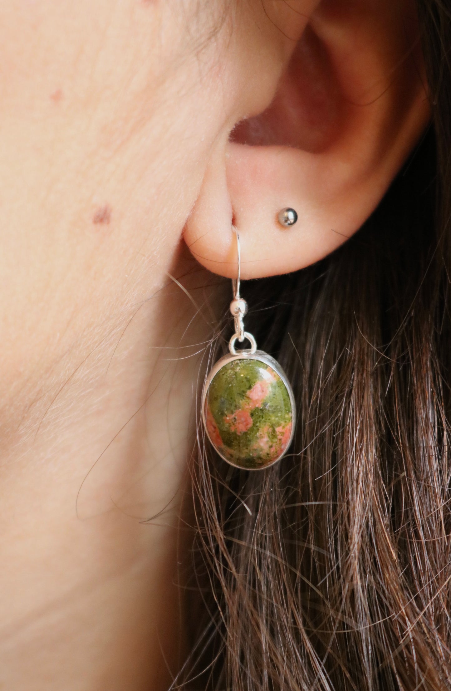 Boucles d'oreilles Enchantée - Unakite- Argent 925