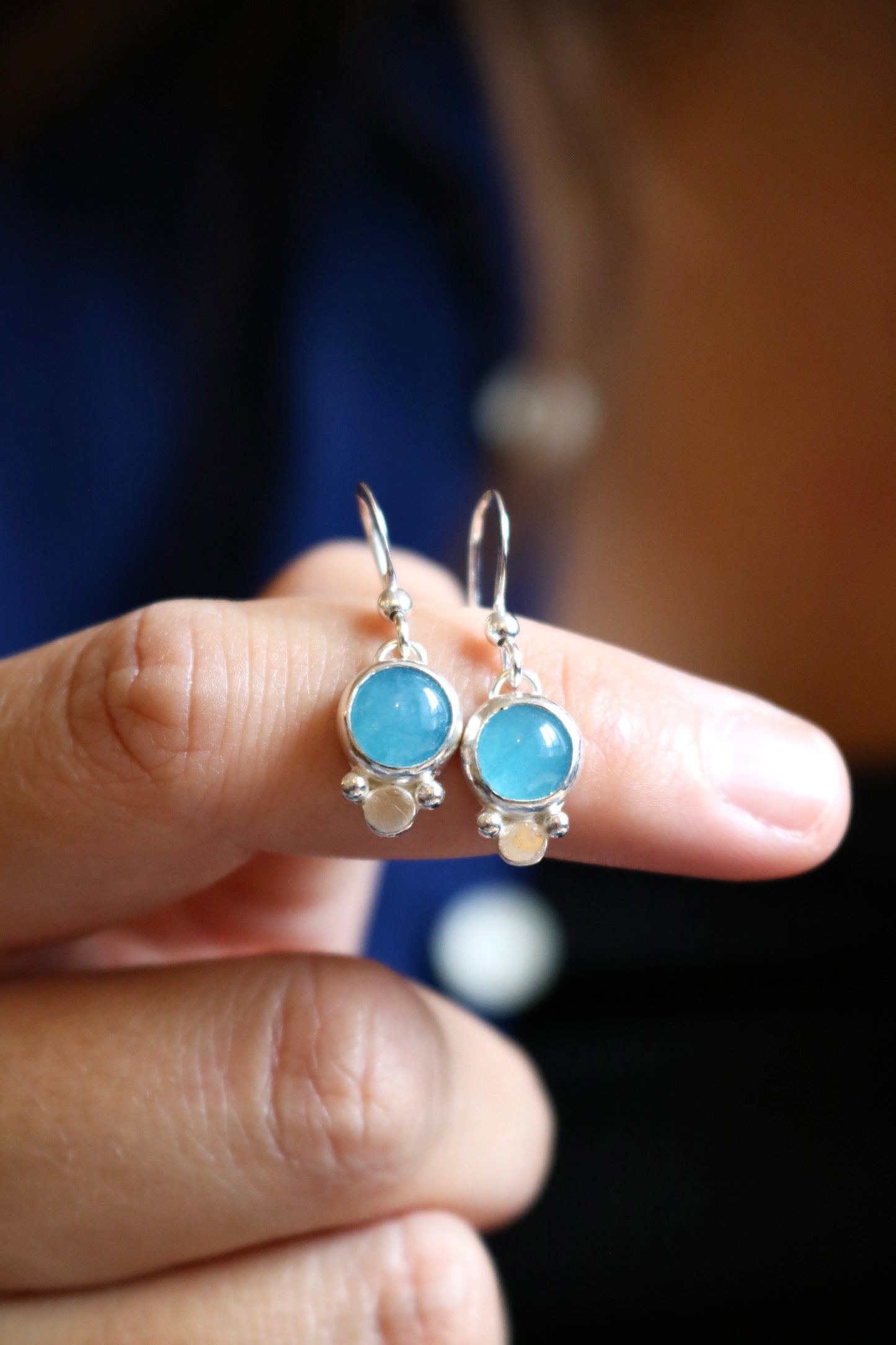 Boucles d'oreille Goutte d'eau - Aigue Marine - Argent 925