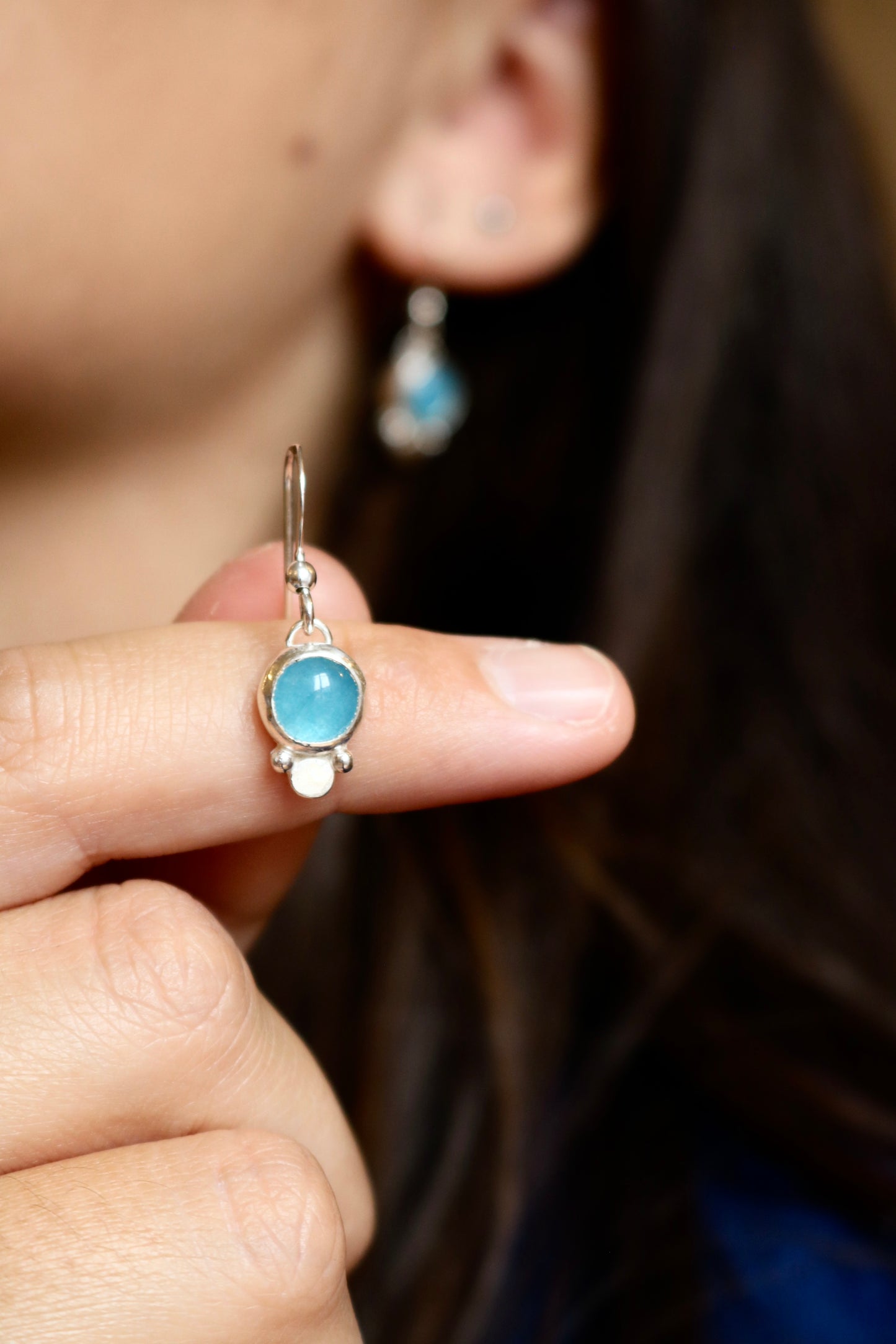 Boucles d'oreille Goutte d'eau - Aigue Marine - Argent 925