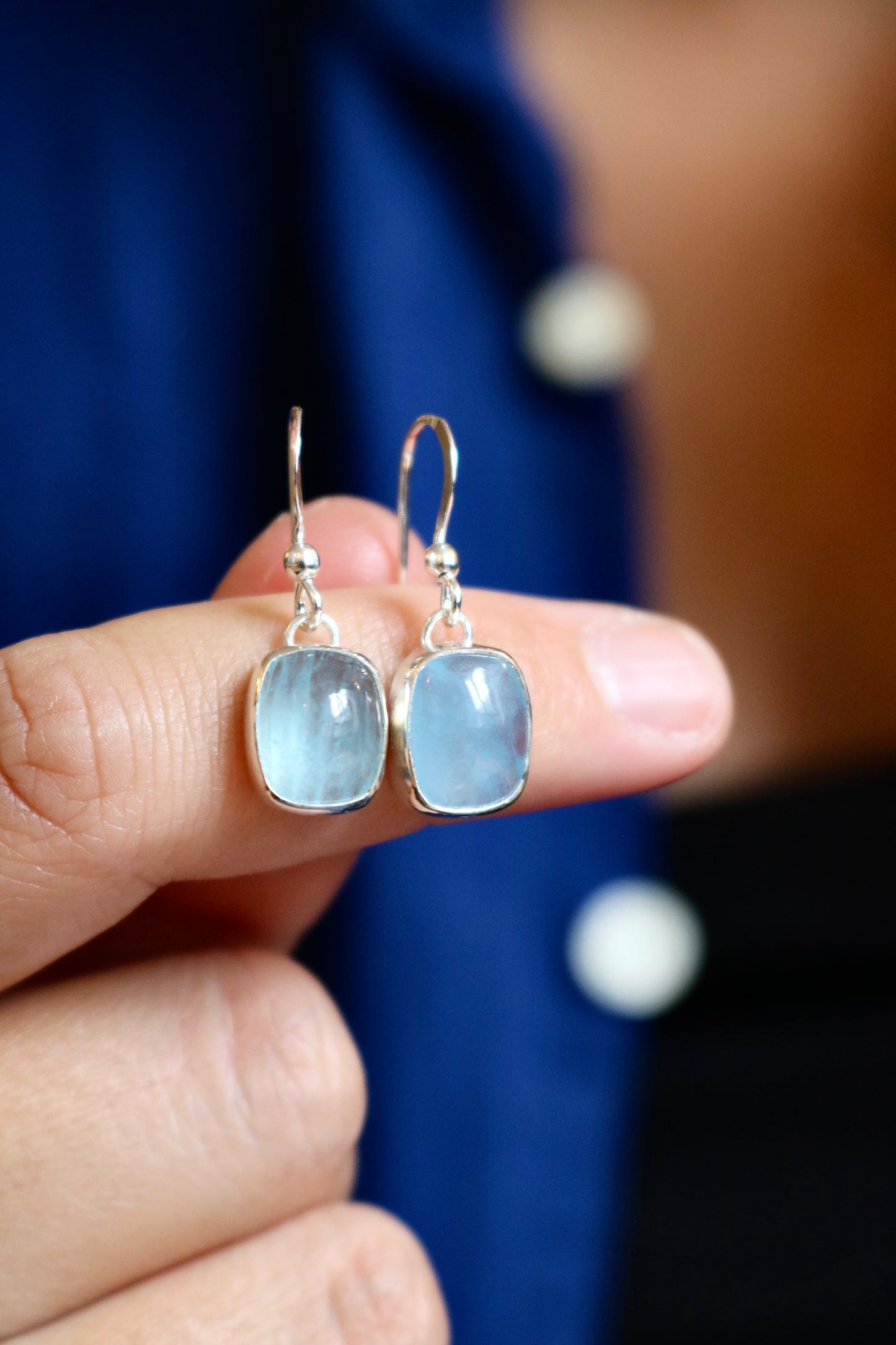 Boucles d'oreilles Rivage - Aigue Marine - Argent 925