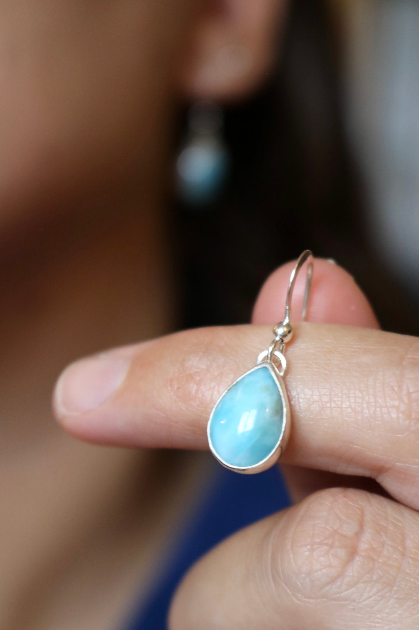 Boucles d'oreilles Poséidon - Larimar - Argent 925