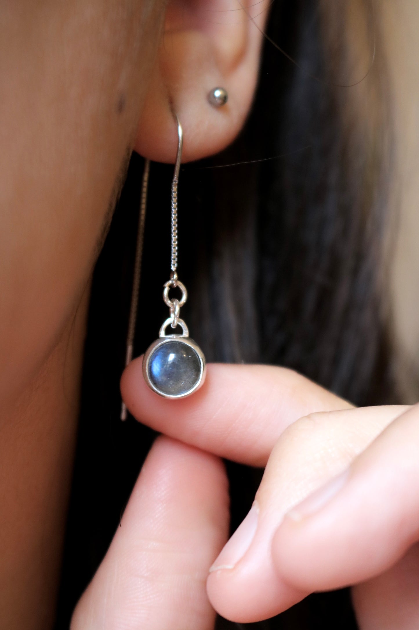 Boucles d'oreilles Protection - Labradorite - Argent 925