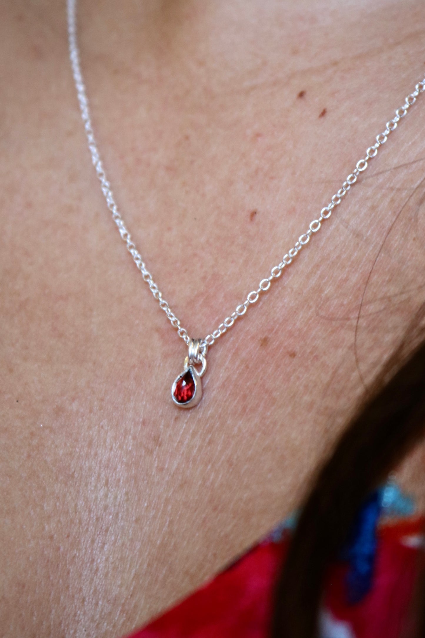 Collier Flamme - Grenat Alamandin - Argent 925