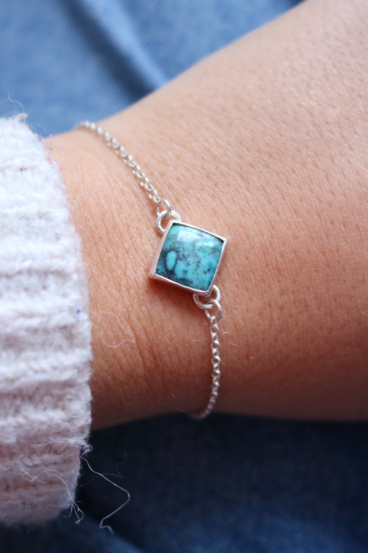 Bracelet simple - Turquoise et argent 925