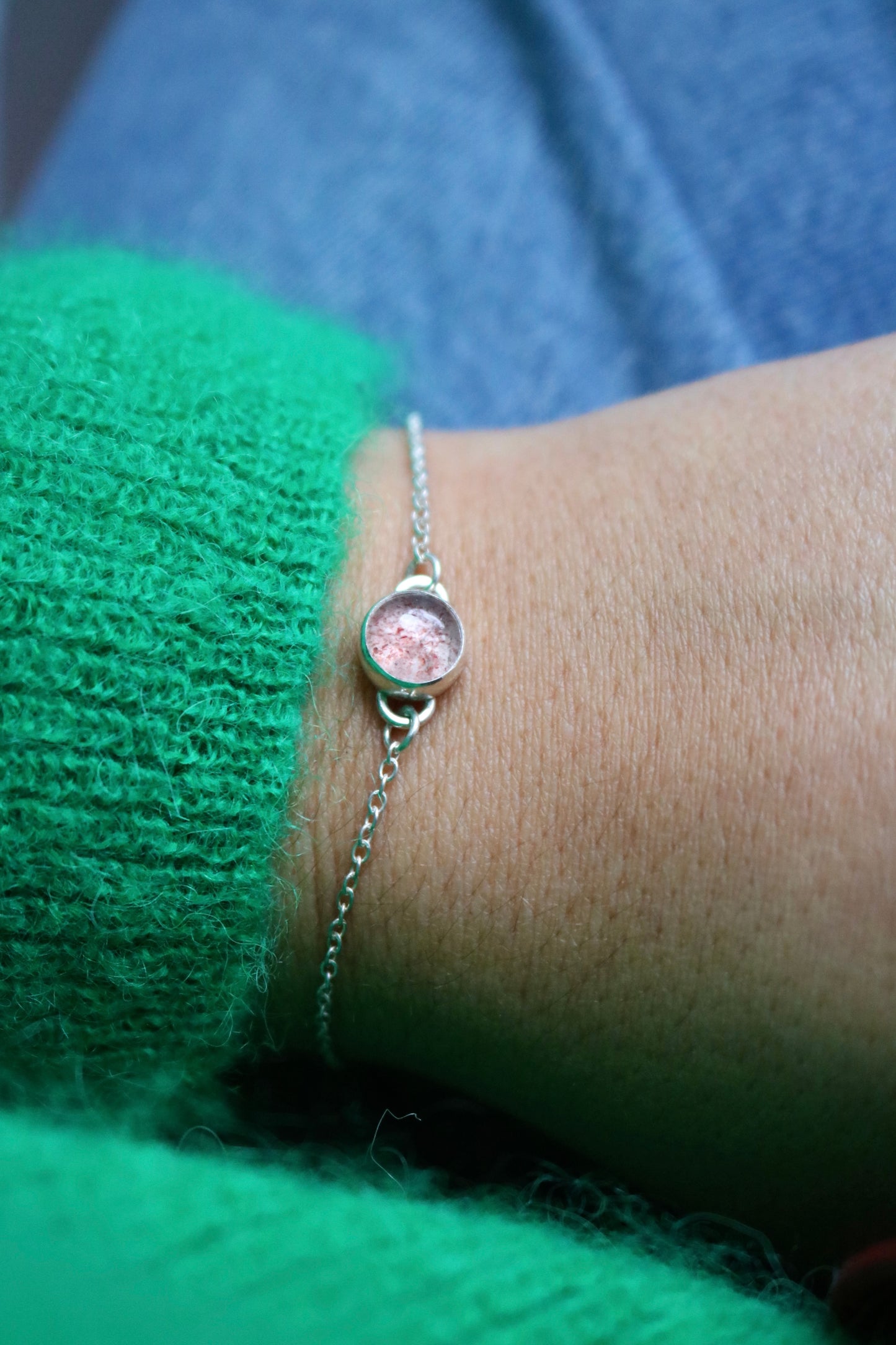 Bracelet simple - Quartz fraise et argent 925