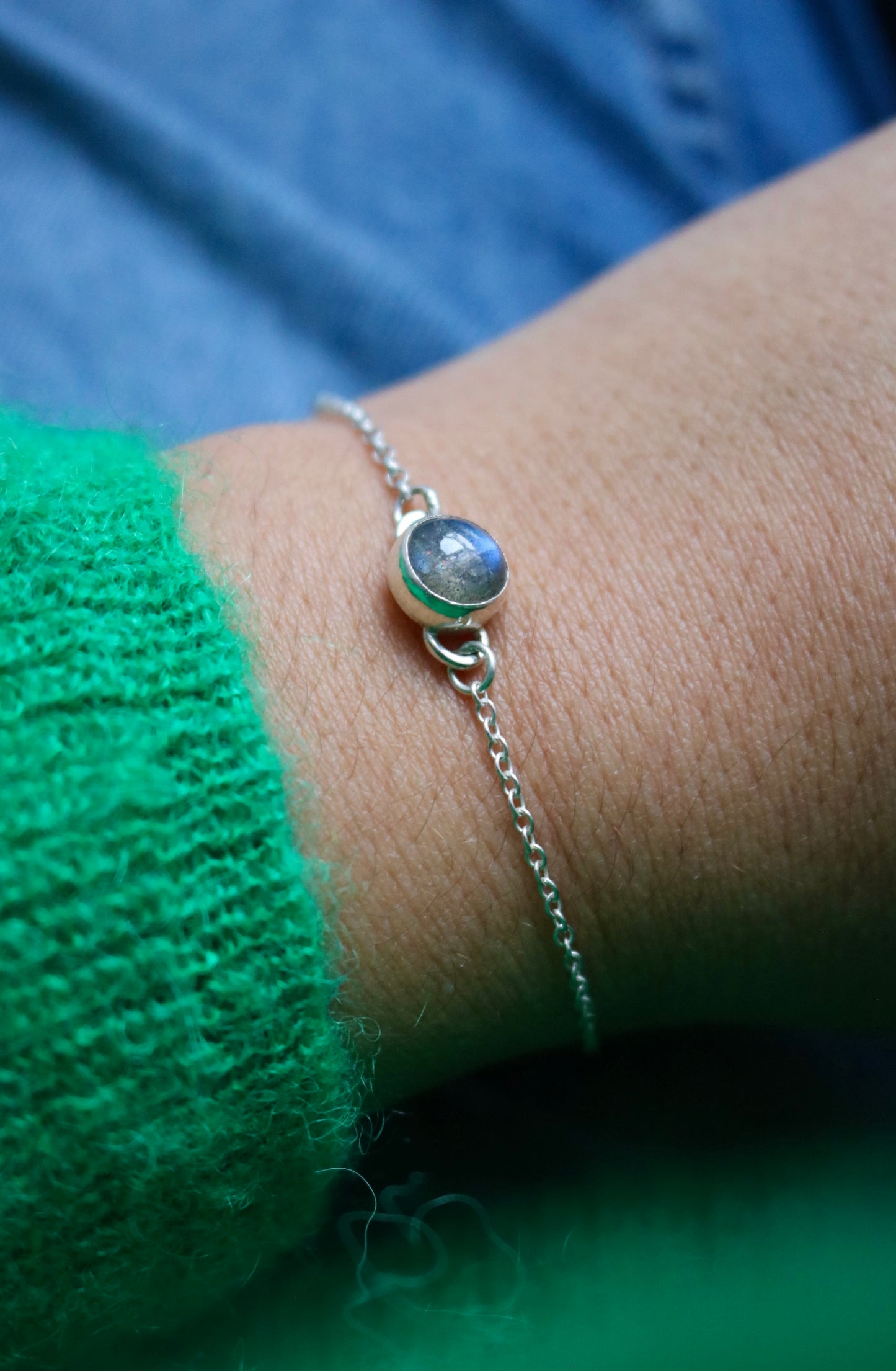Bracelet simple - labradorite et argent 925