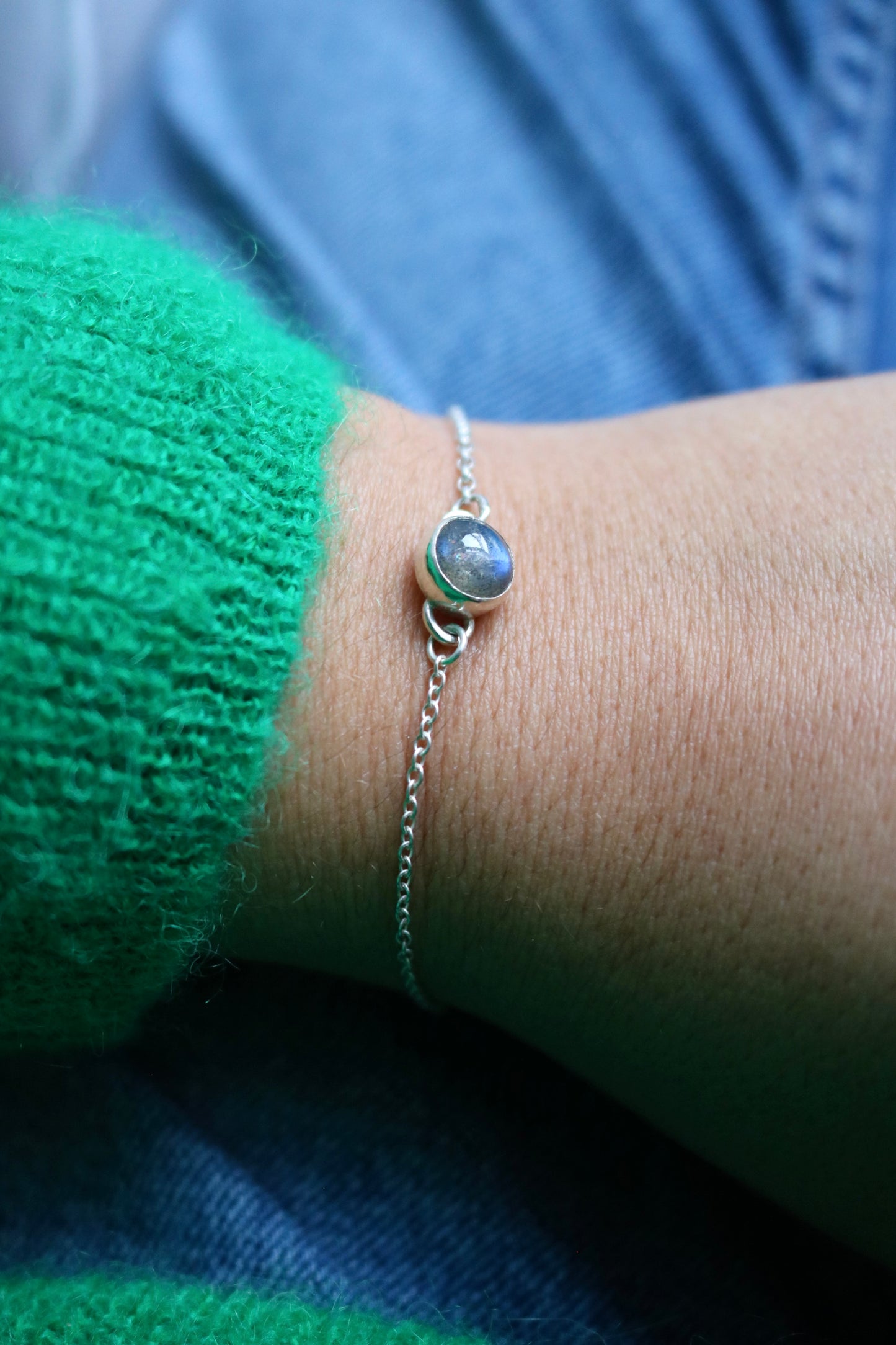 Bracelet simple - labradorite et argent 925