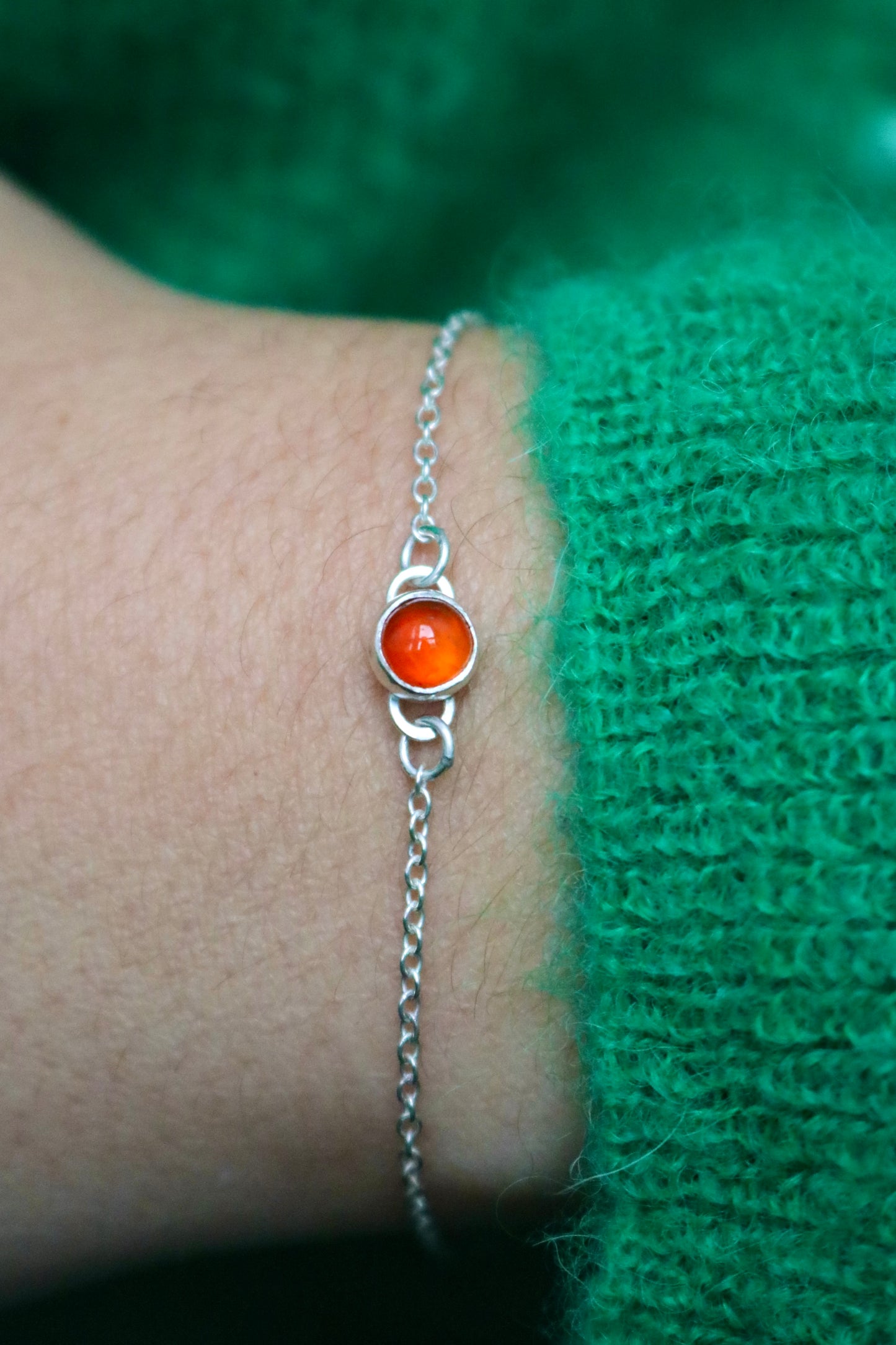 Bracelet simple - Cornaline et argent 925