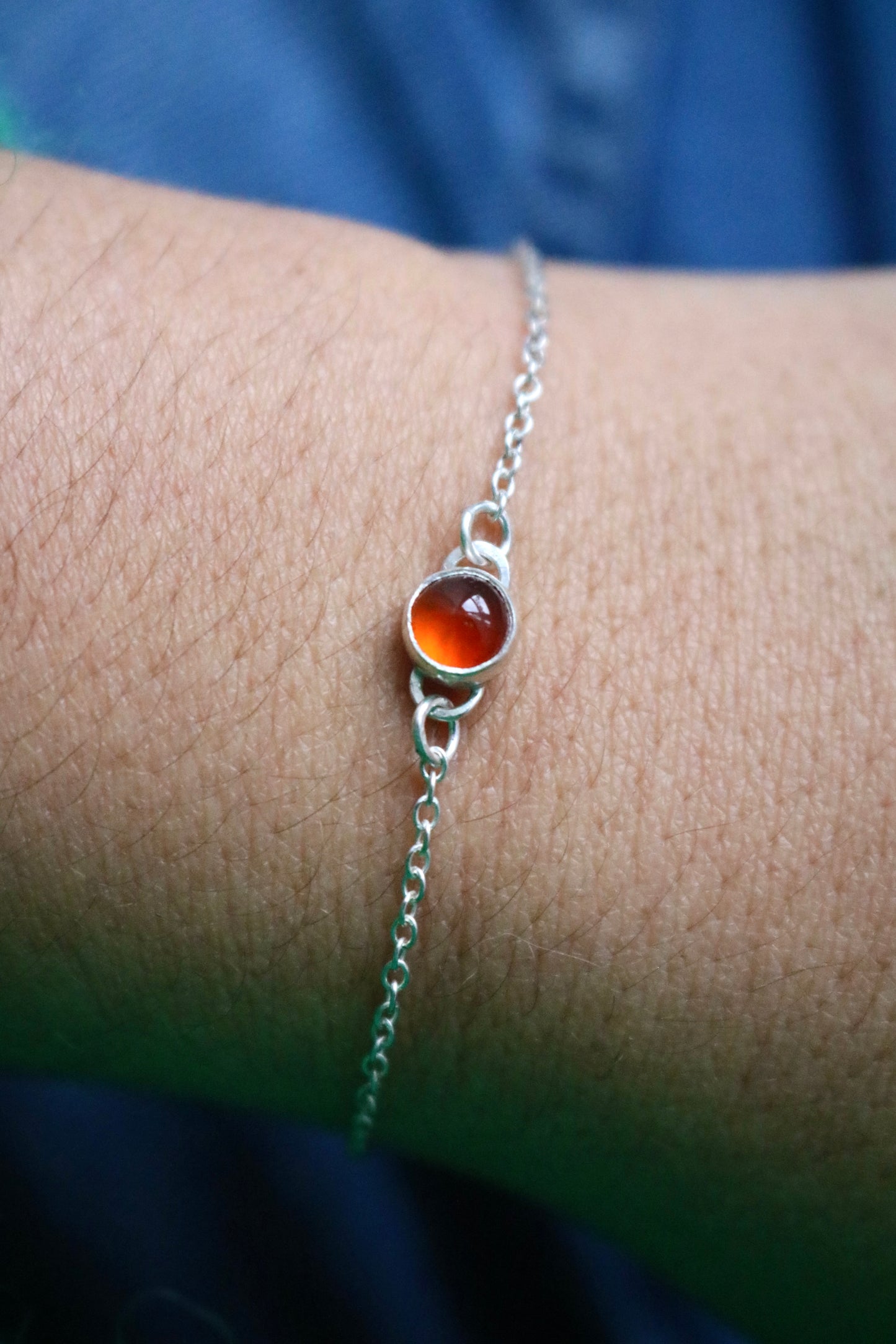 Bracelet simple - Cornaline et argent 925
