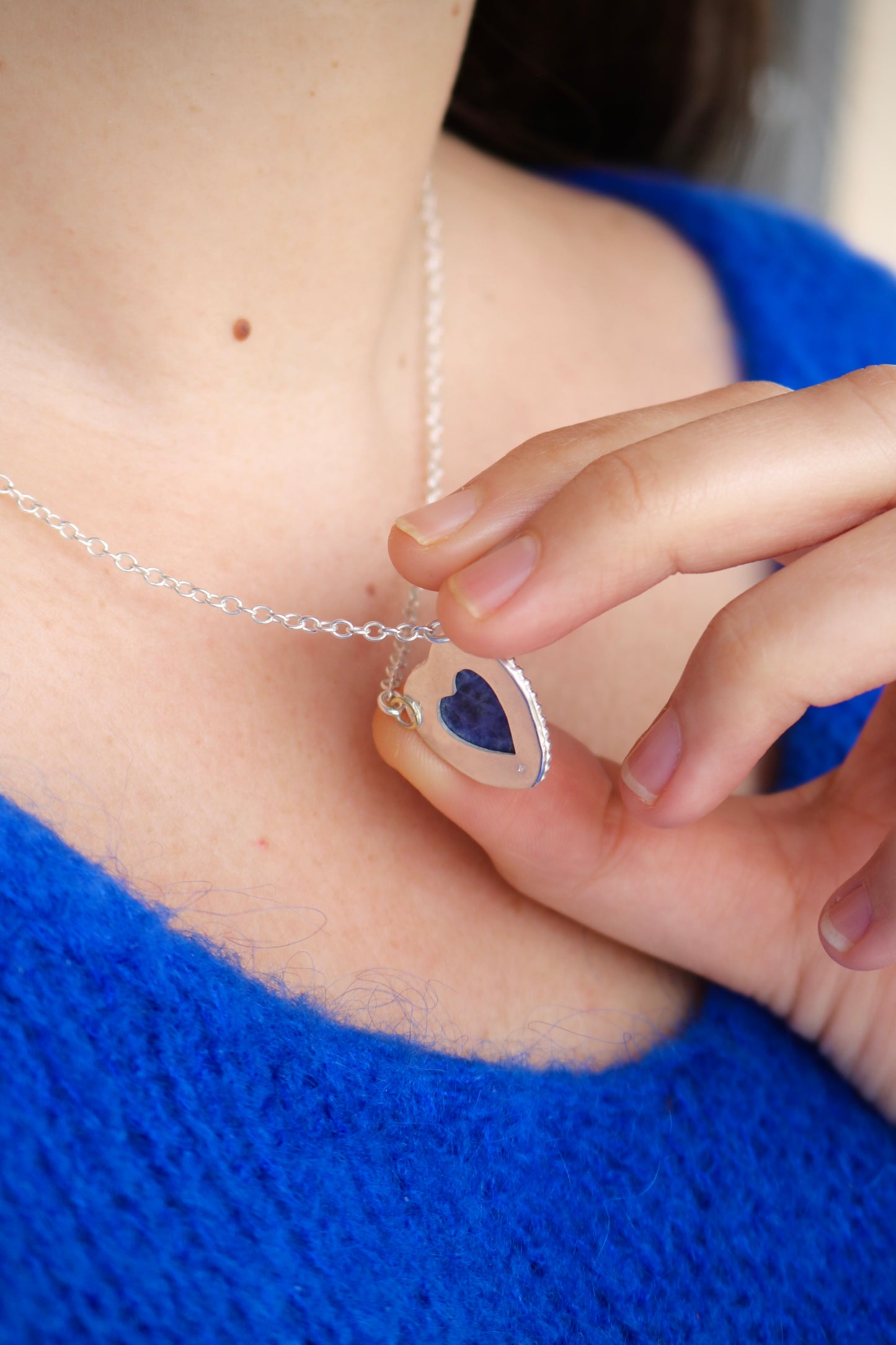 Collier Coeur Atlantis ☾ Sodalite & Argent