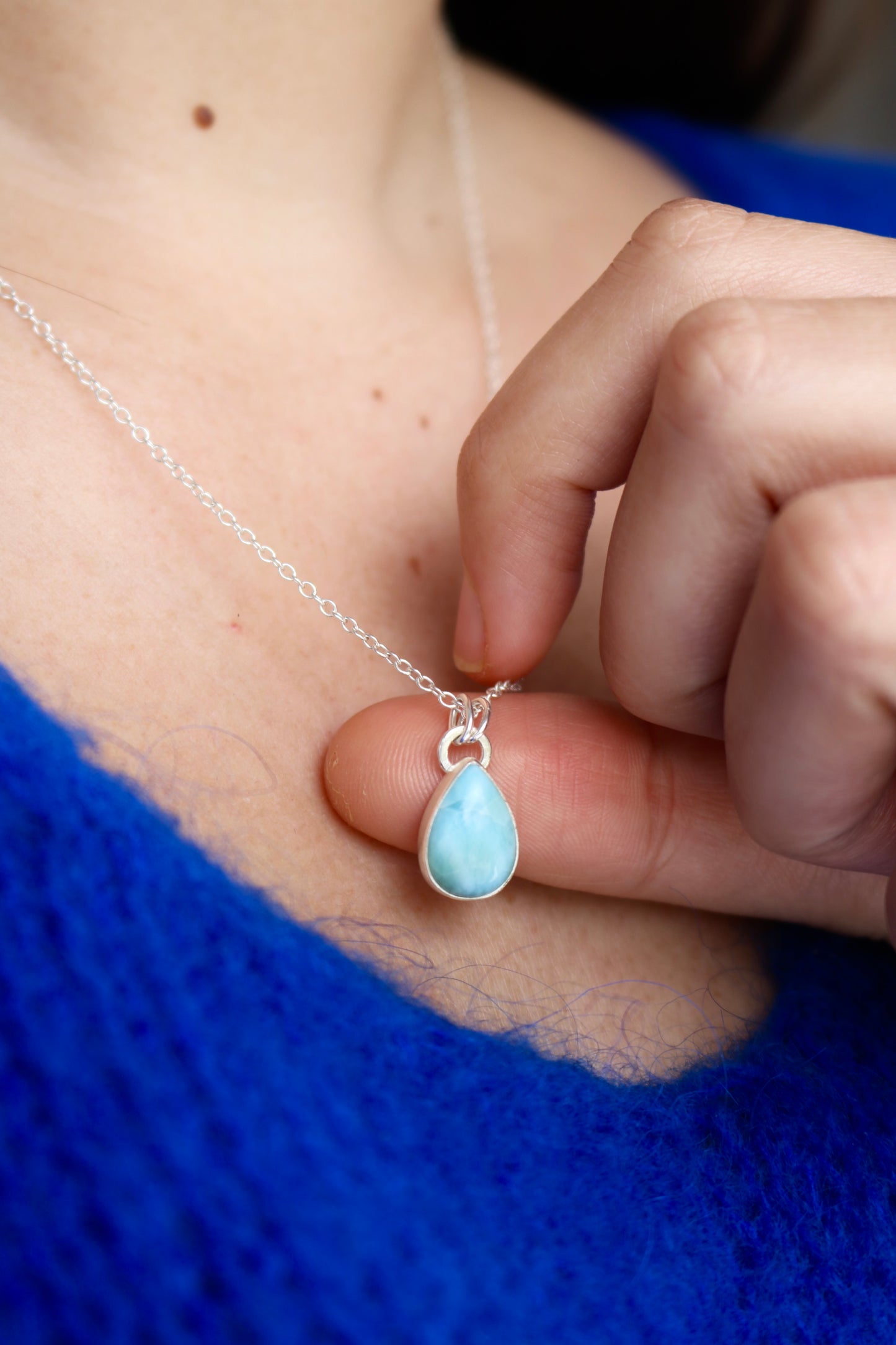 Collier Atmosphère ☾ Larimar & Argent