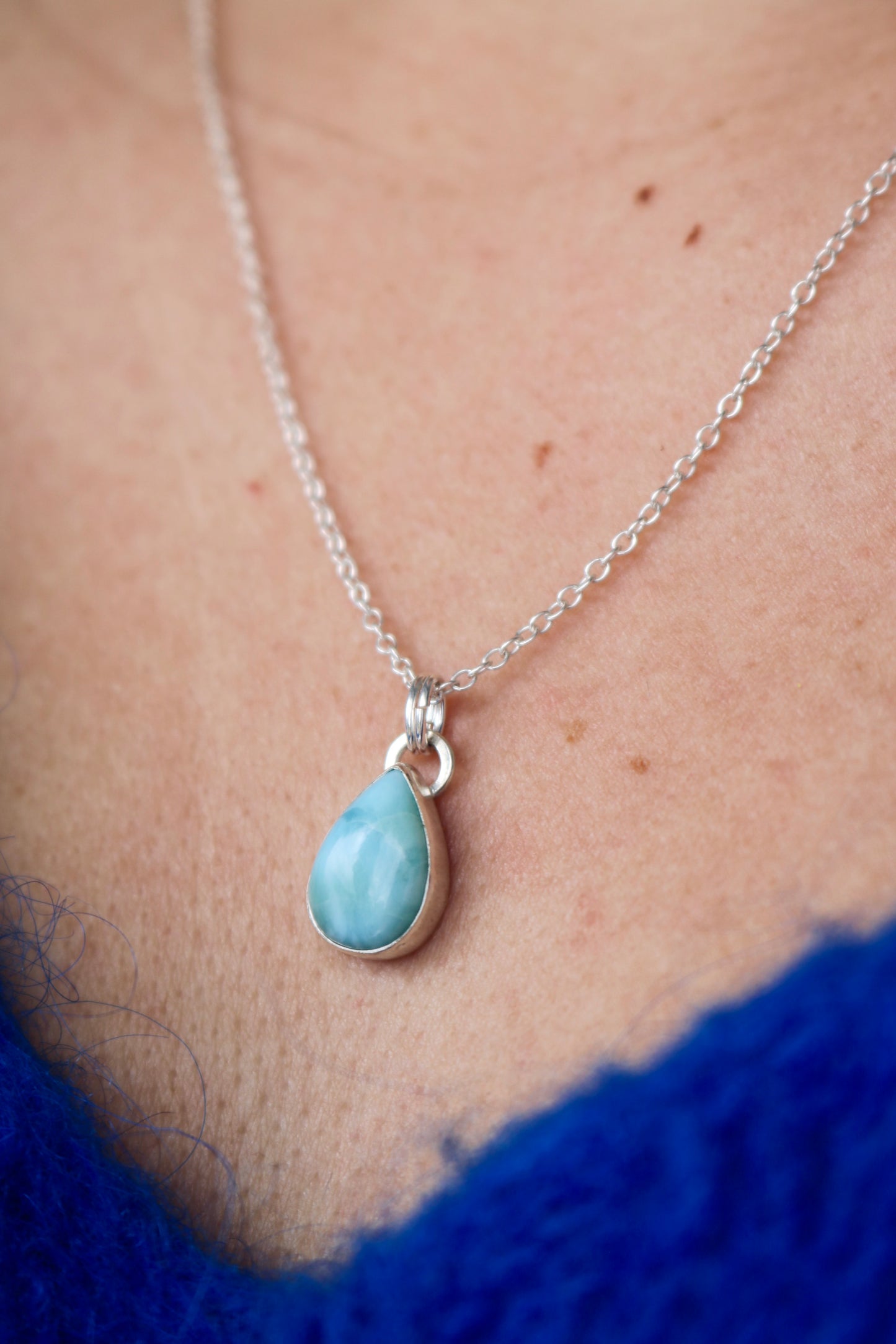 Collier Atmosphère ☾ Larimar & Argent
