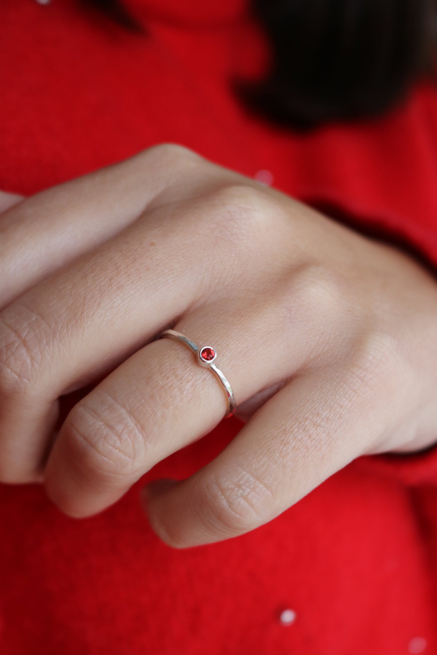 Bague - Bourgeon Grenat - Taille ajustable