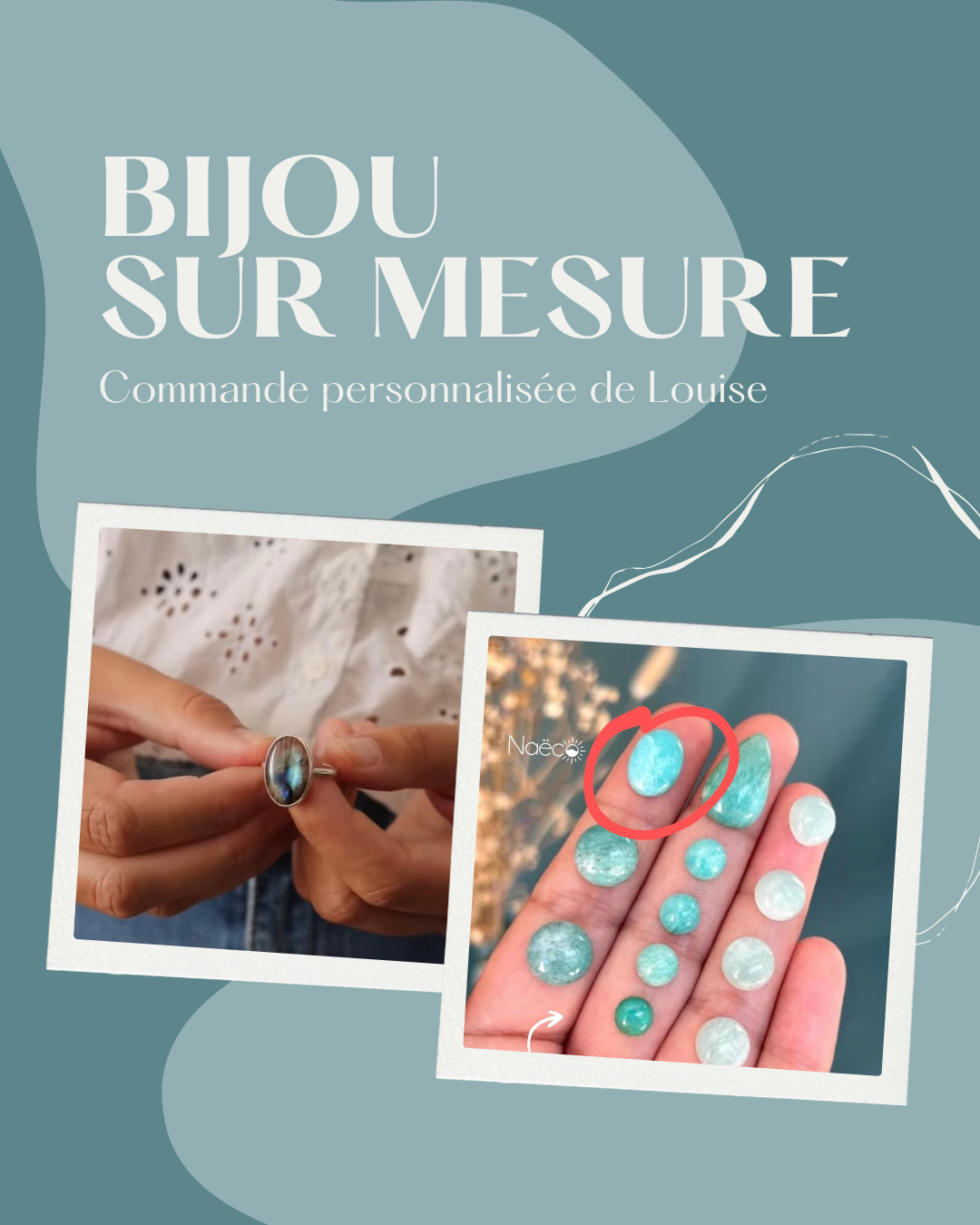 Bague personnalisée - Amazonite & anneau simple