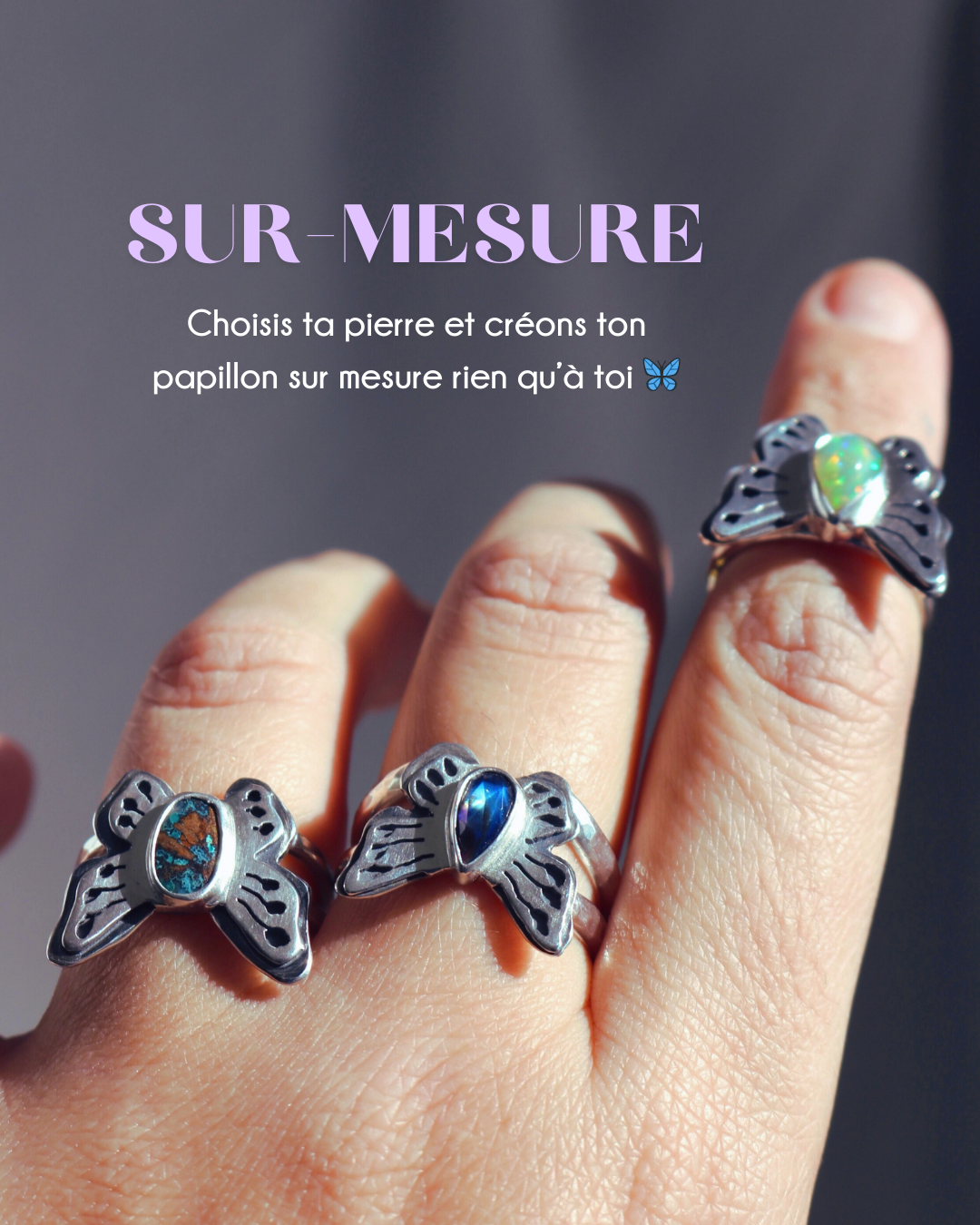 Papillon sur-mesure - pierre à personnaliser