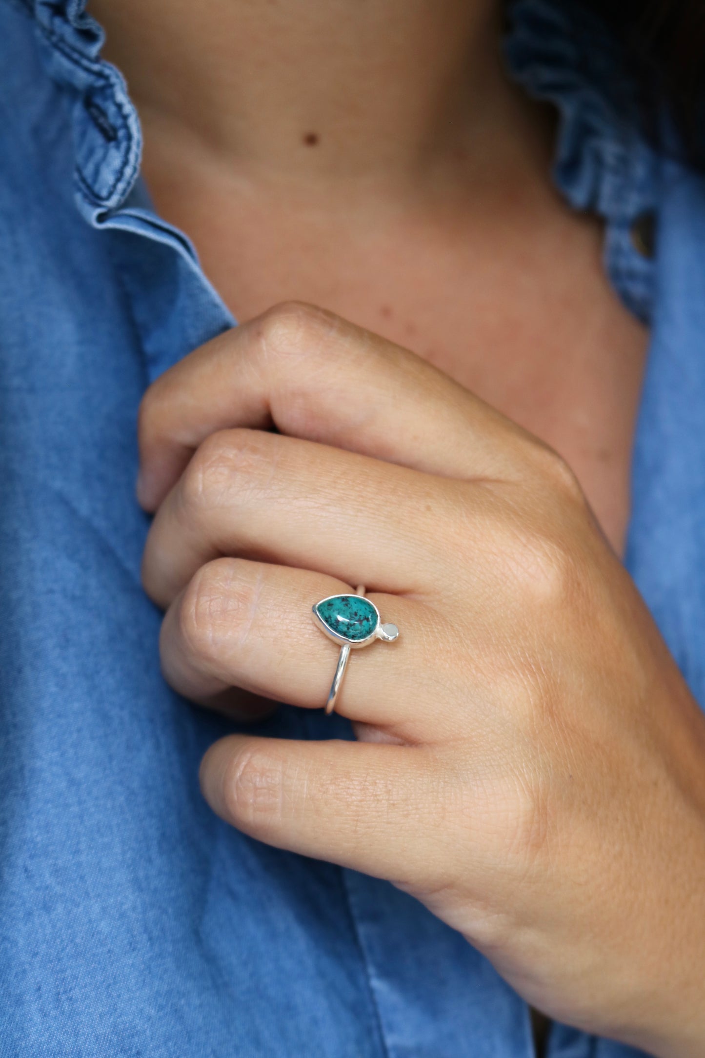 Bague Enchantement - Chrysocolle & Argent - Taille ajustable