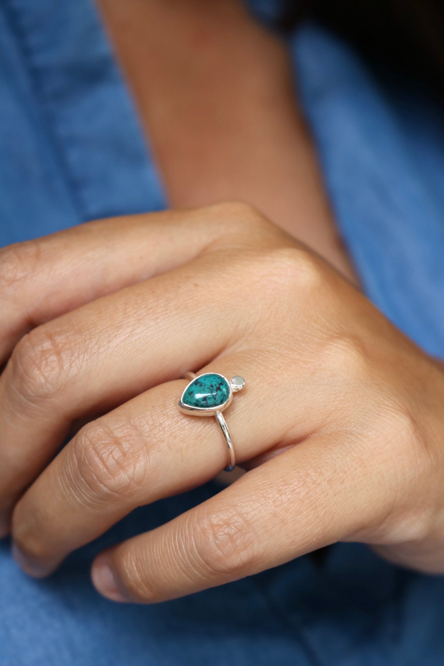 Bague Enchantement - Chrysocolle & Argent - Taille ajustable
