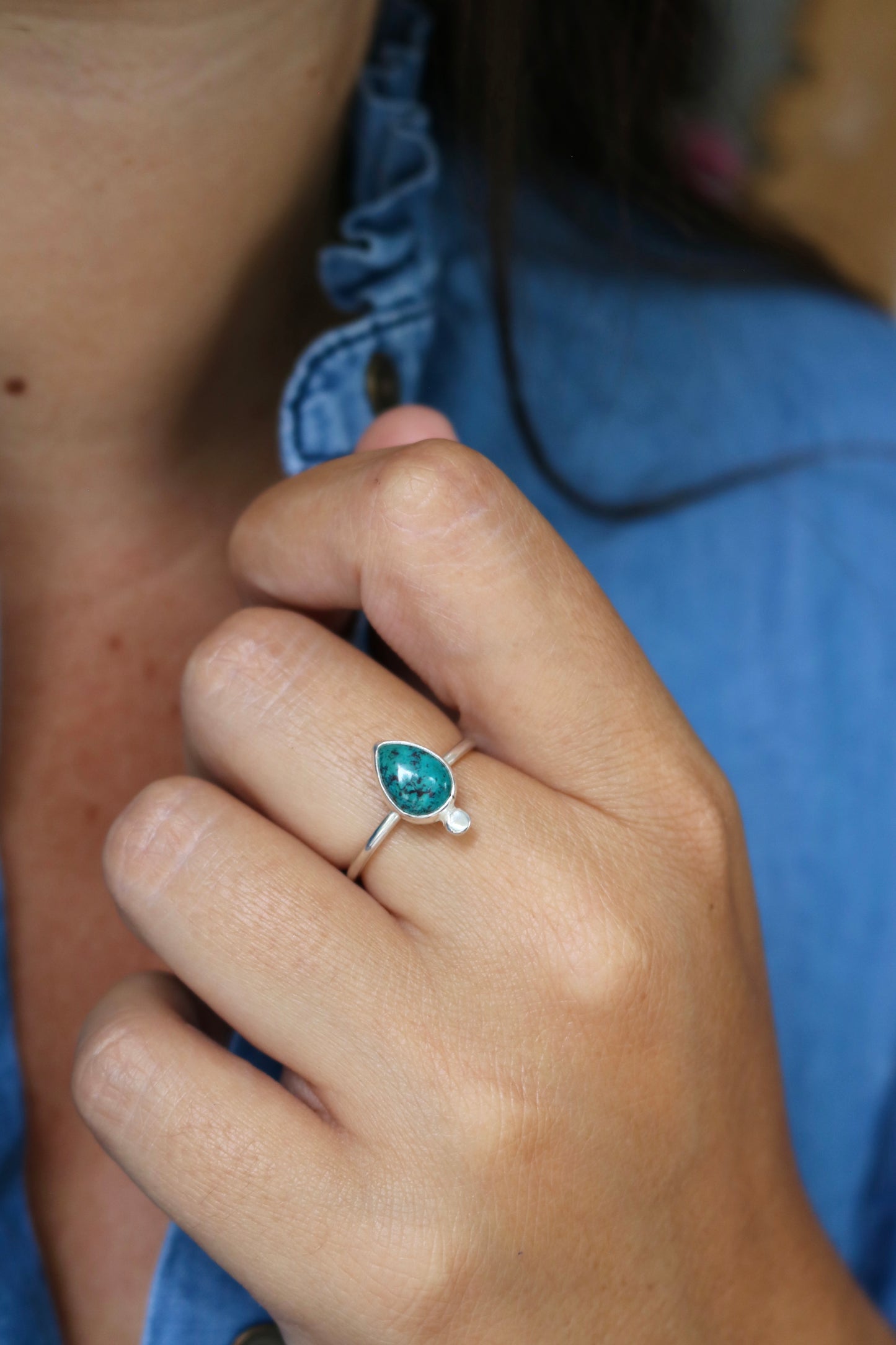 Bague Enchantement - Chrysocolle & Argent - Taille ajustable