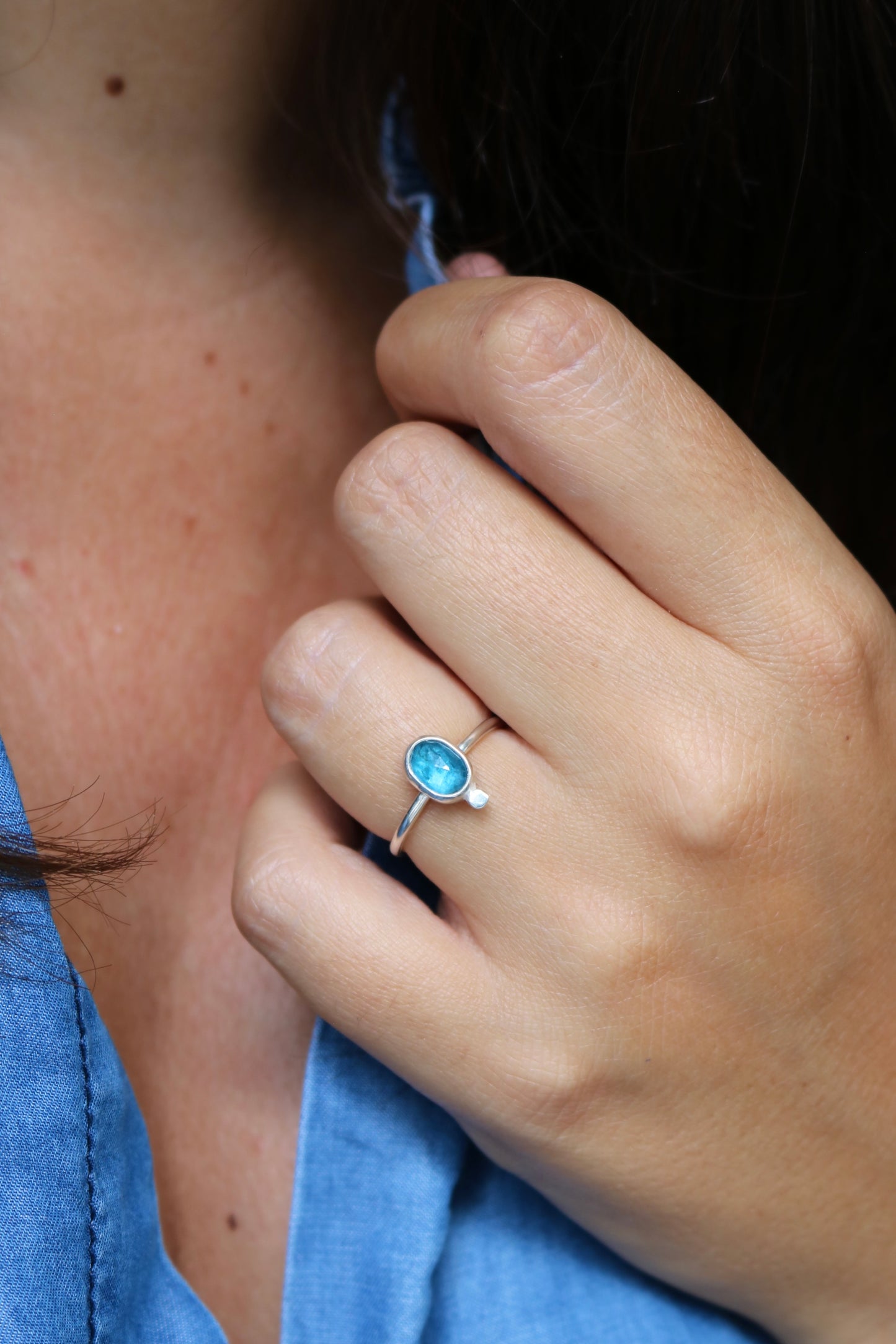 Bague Mareva - Kyanite & Argent 925 - Taille ajustable