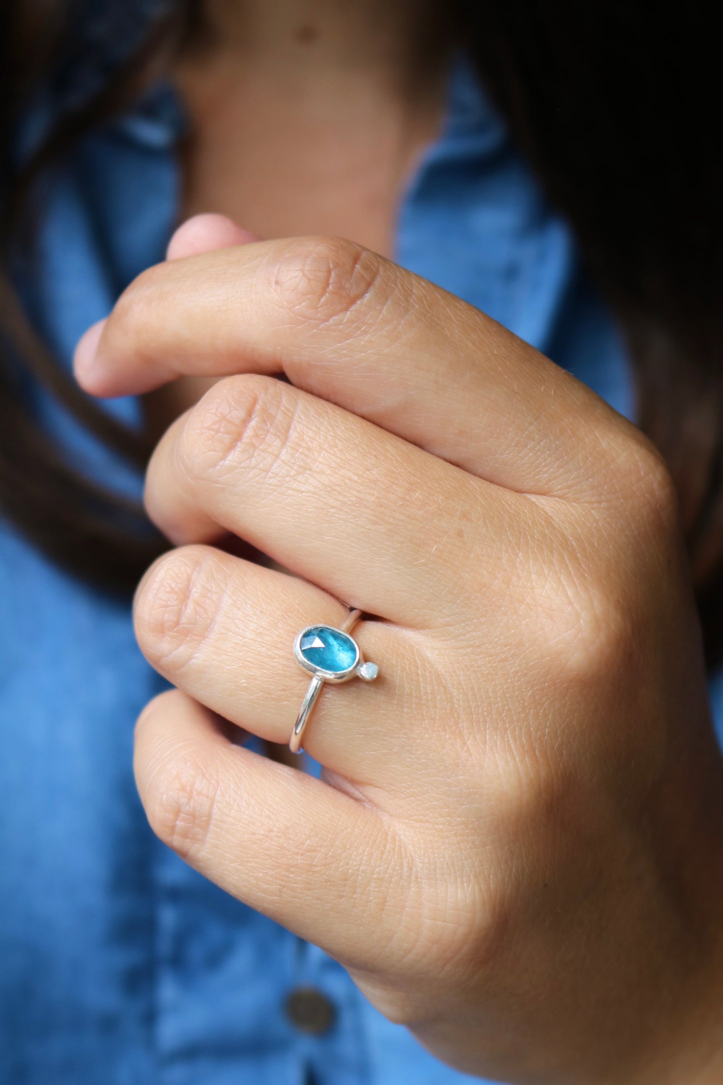 Bague Mareva - Kyanite & Argent 925 - Taille ajustable