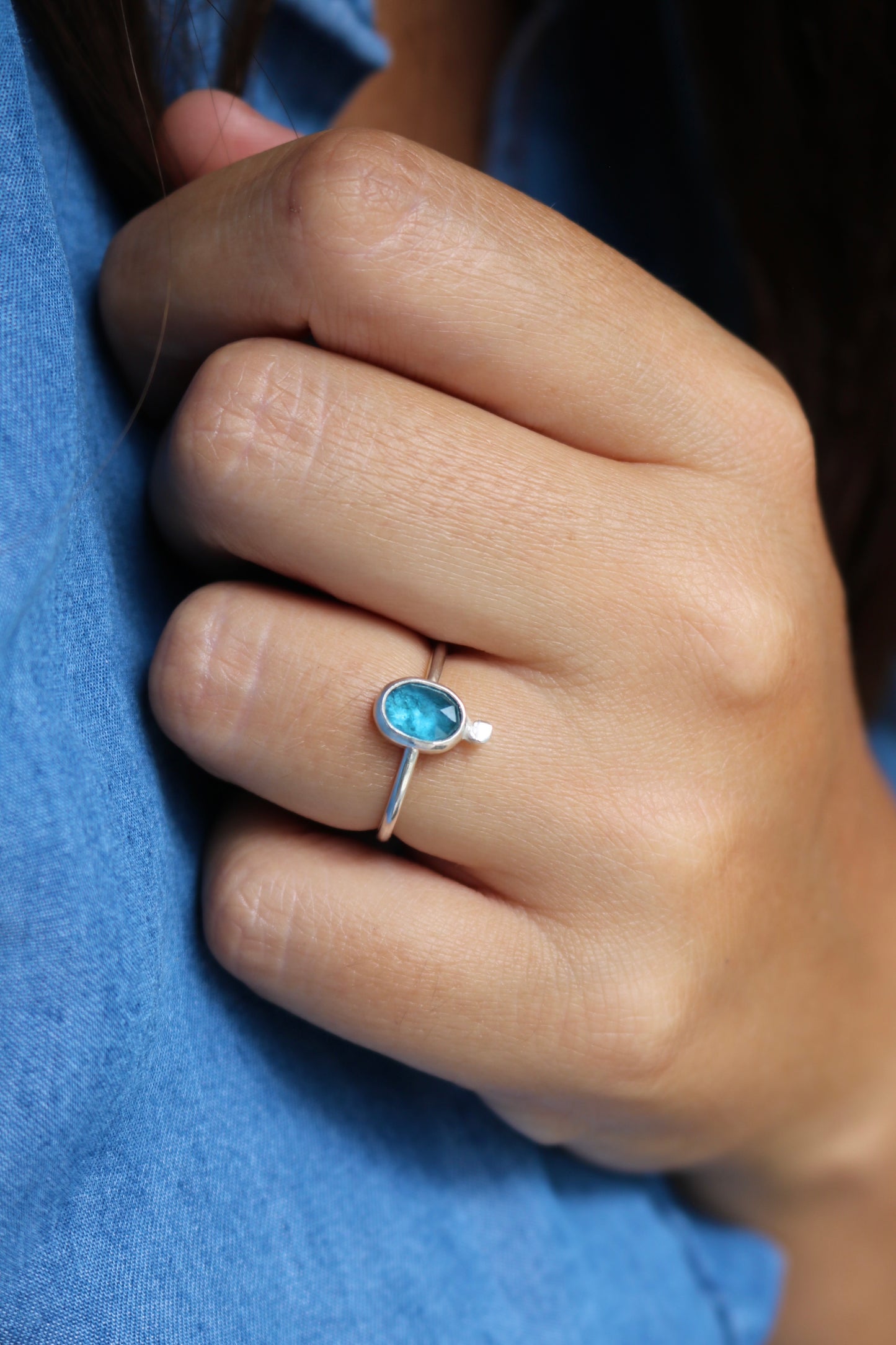 Bague Mareva - Kyanite & Argent 925 - Taille ajustable